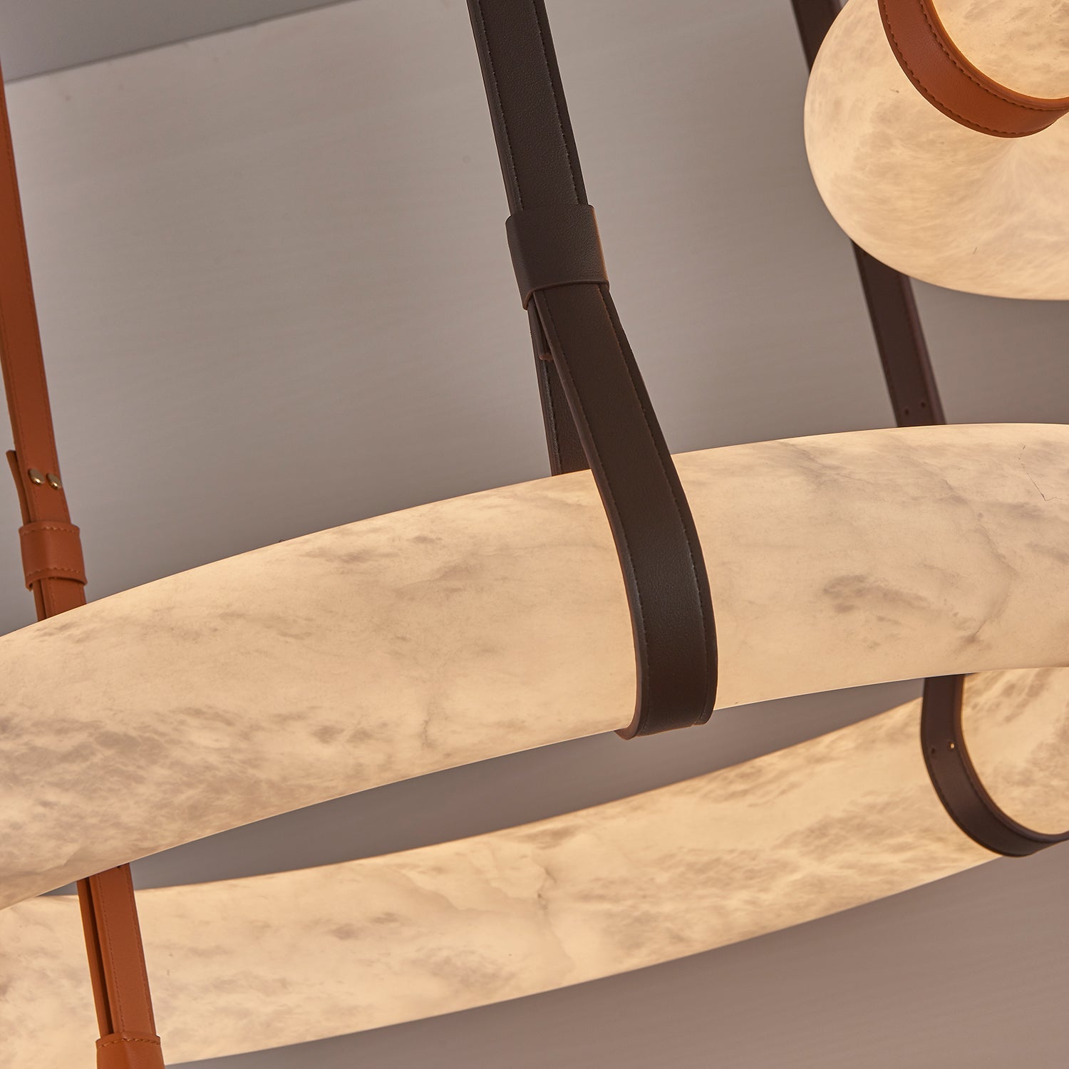 Luste Alabaster Chandeliers Ring Leather Strap Version B - Letslighting
