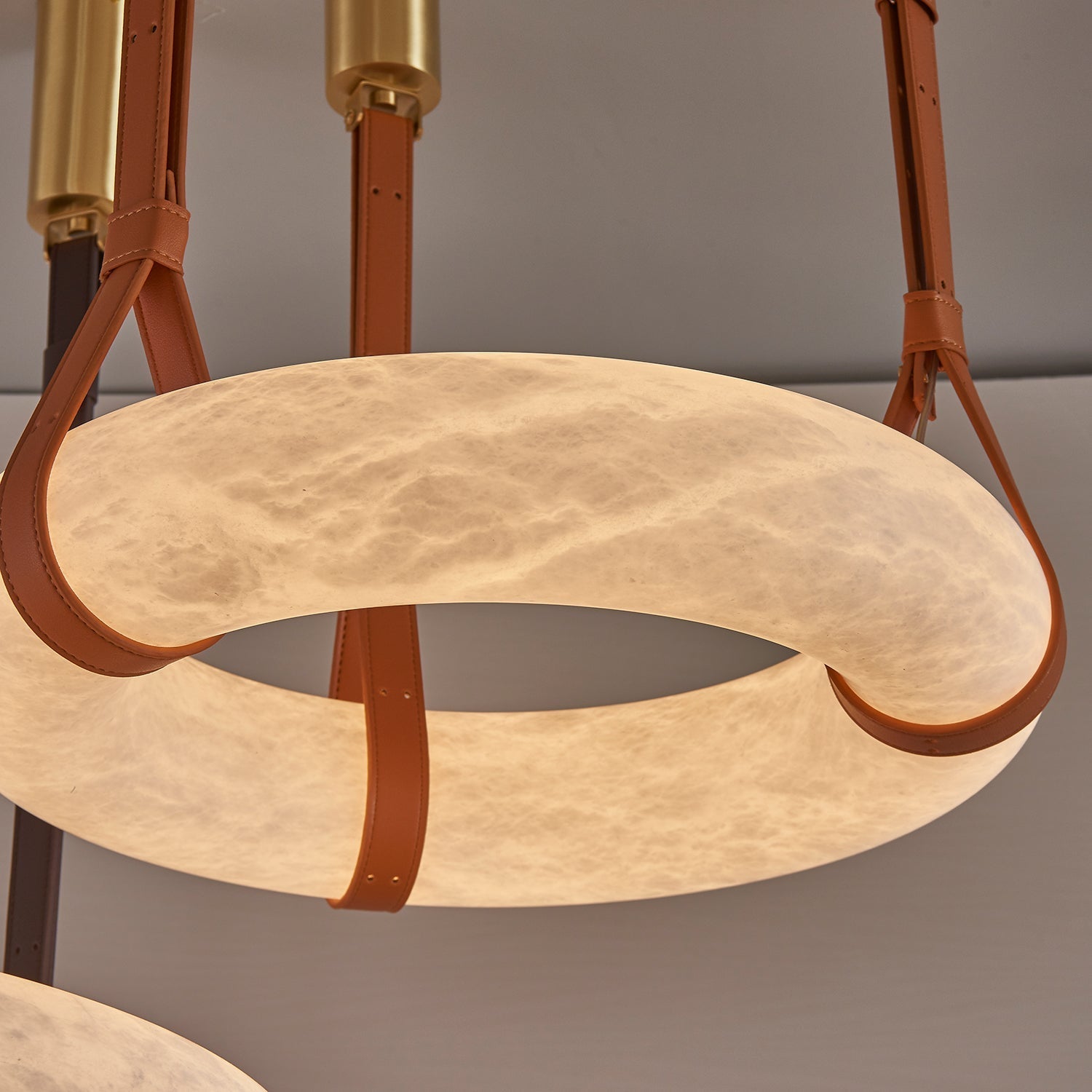 Luste Alabaster Chandeliers Ring Leather Strap Version B - Letslighting