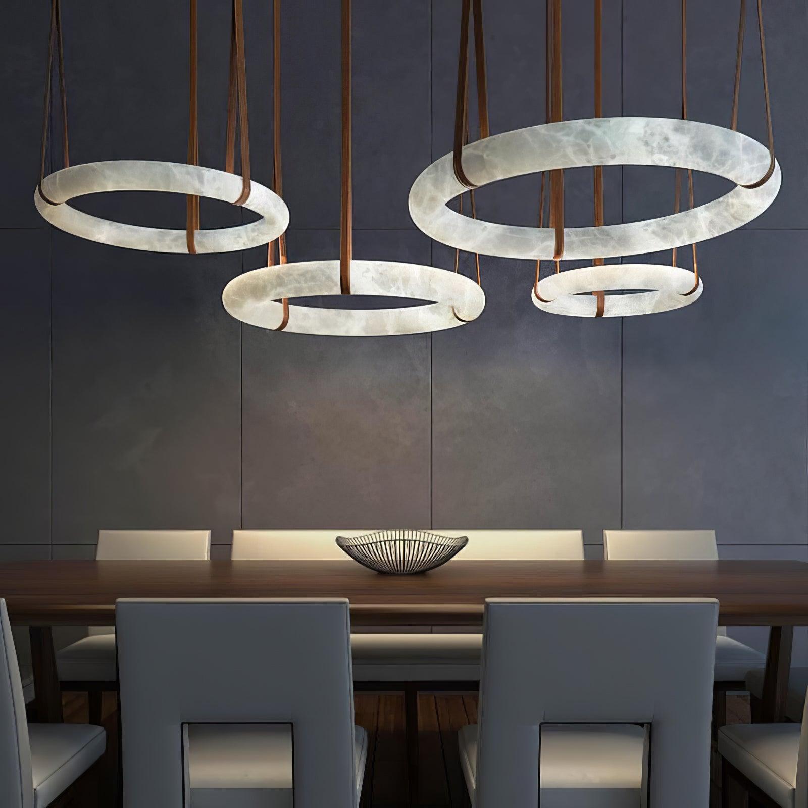 Luste Alabaster Chandeliers Ring Leather Strap Version A - Letslighting