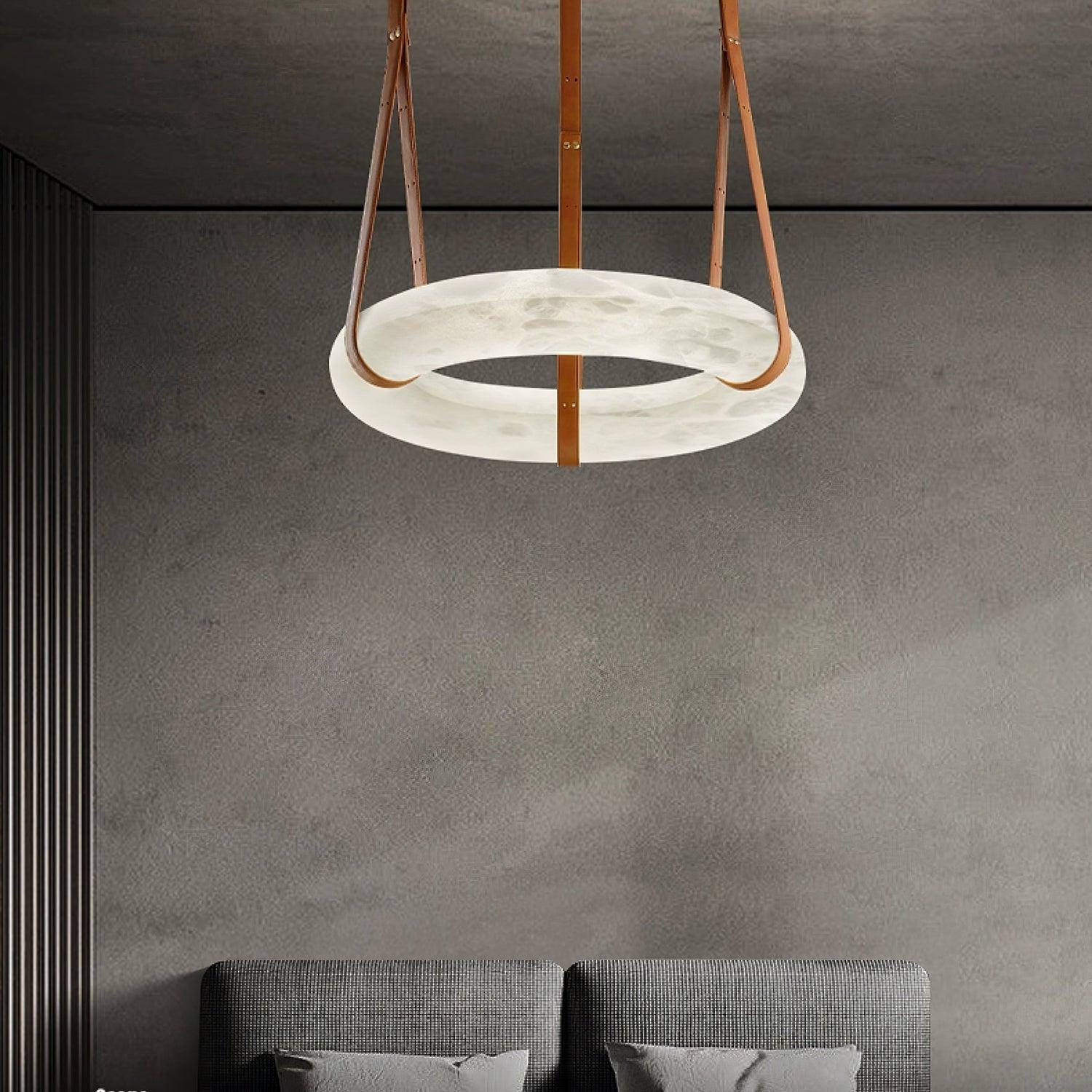 Luste Alabaster Chandeliers Ring Leather Strap Version A - Letslighting
