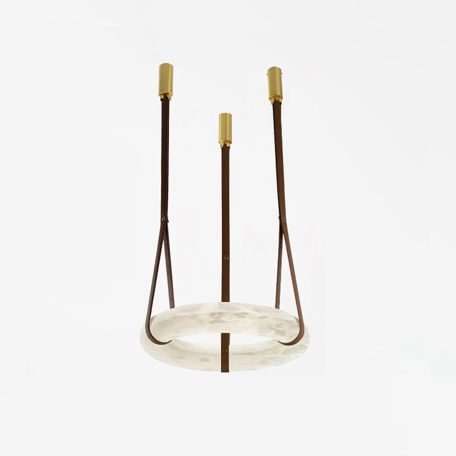 Pendant Lamp Alabaster Ring Triple Leather Straps Nordic Luxe - Letslighting