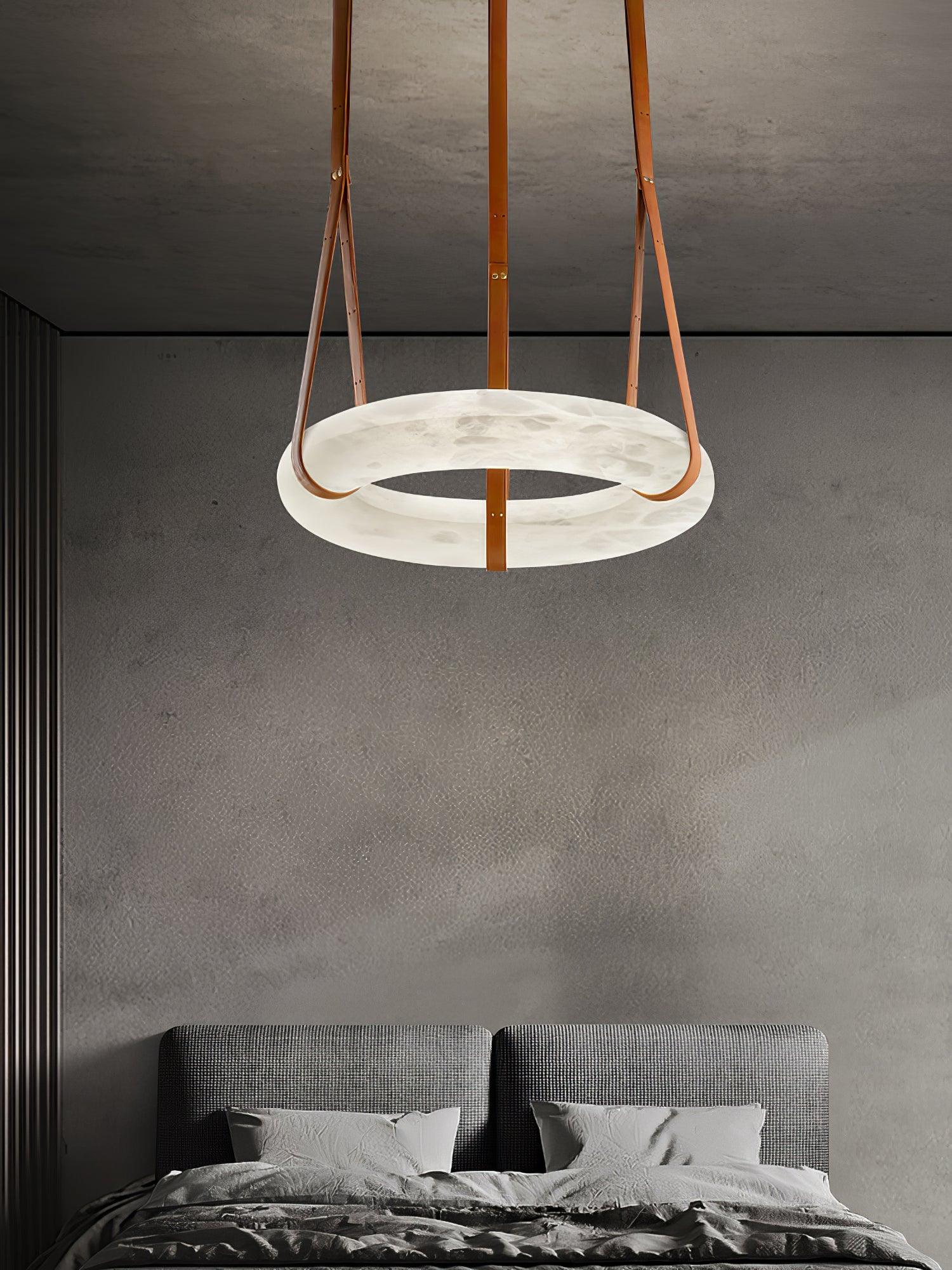 Luste Alabaster Chandeliers Ring Leather Strap Version A - Letslighting