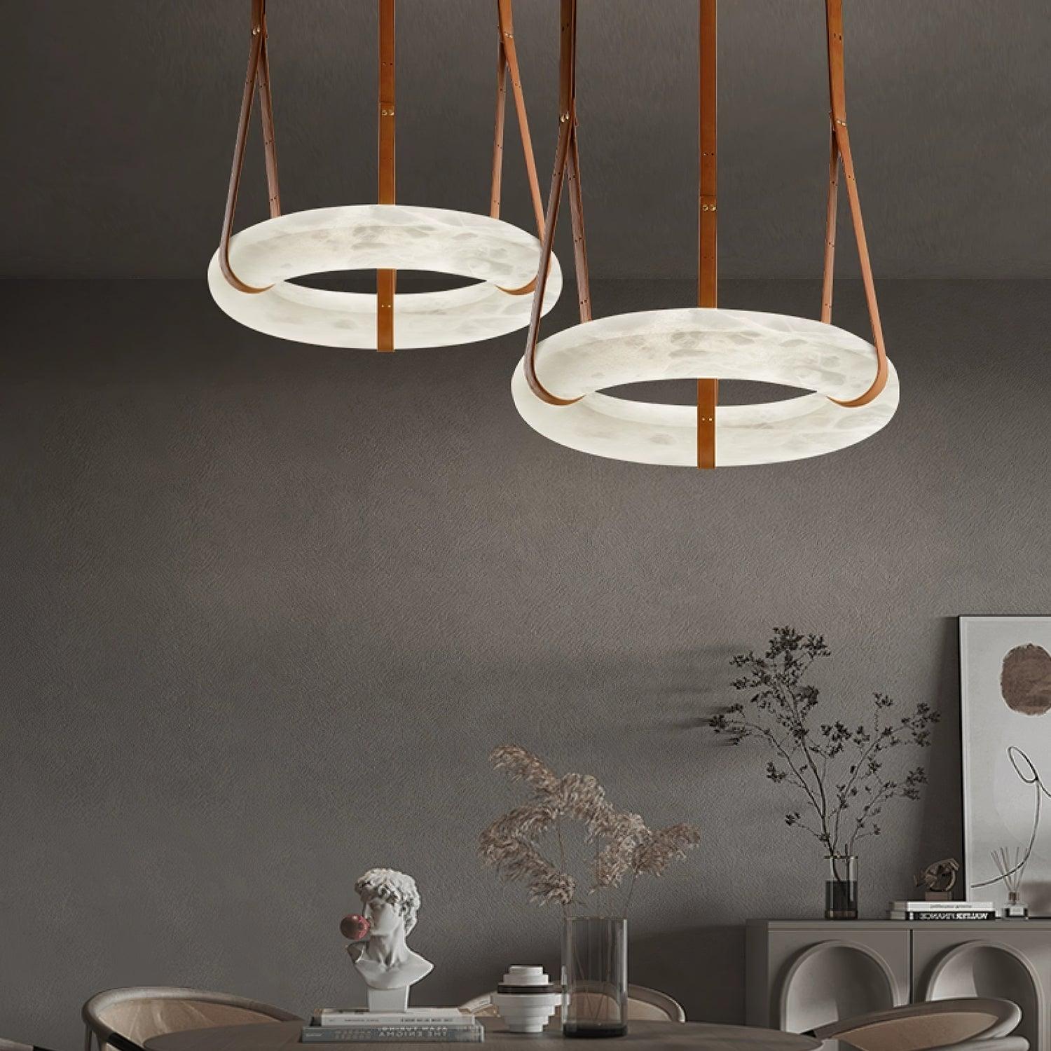 Luste Alabaster Chandeliers Ring Leather Strap Version A - Letslighting