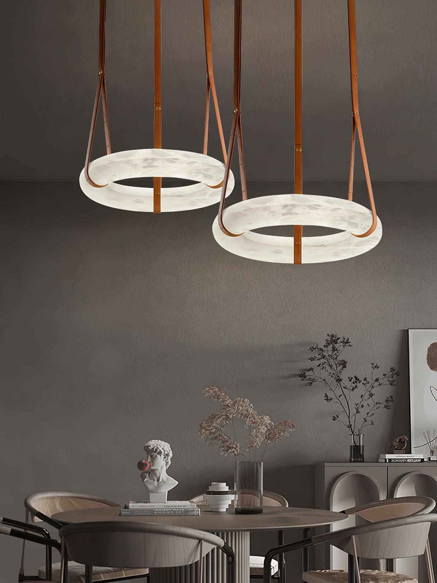 Luste Alabaster Chandeliers Ring Leather Strap Version A - Letslighting