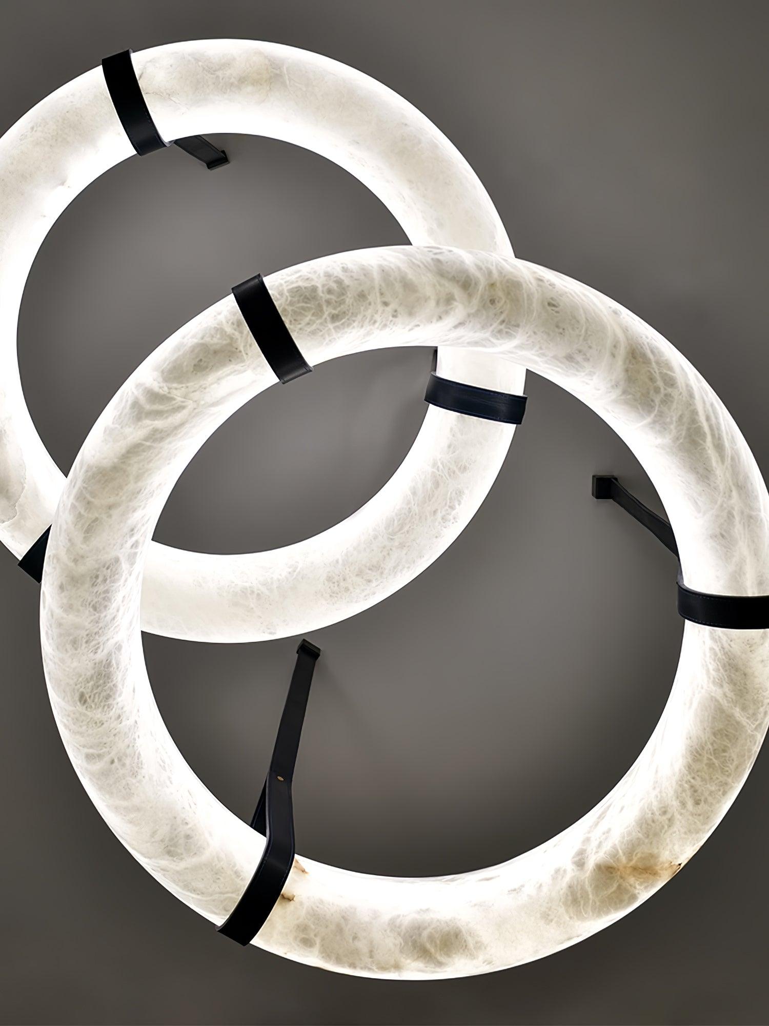 Pendant Lamp Alabaster Ring Leather Straps Scandinavian Luxe - Letslighting