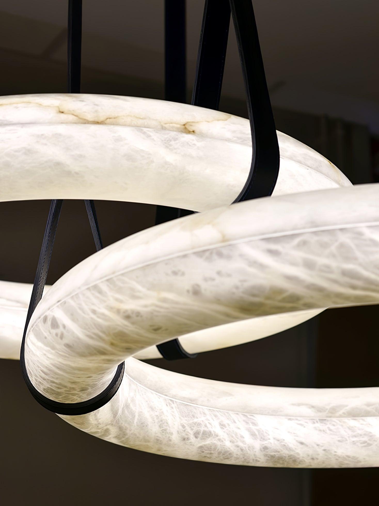 Luste Alabaster Chandeliers Ring Leather Strap Version A - Letslighting