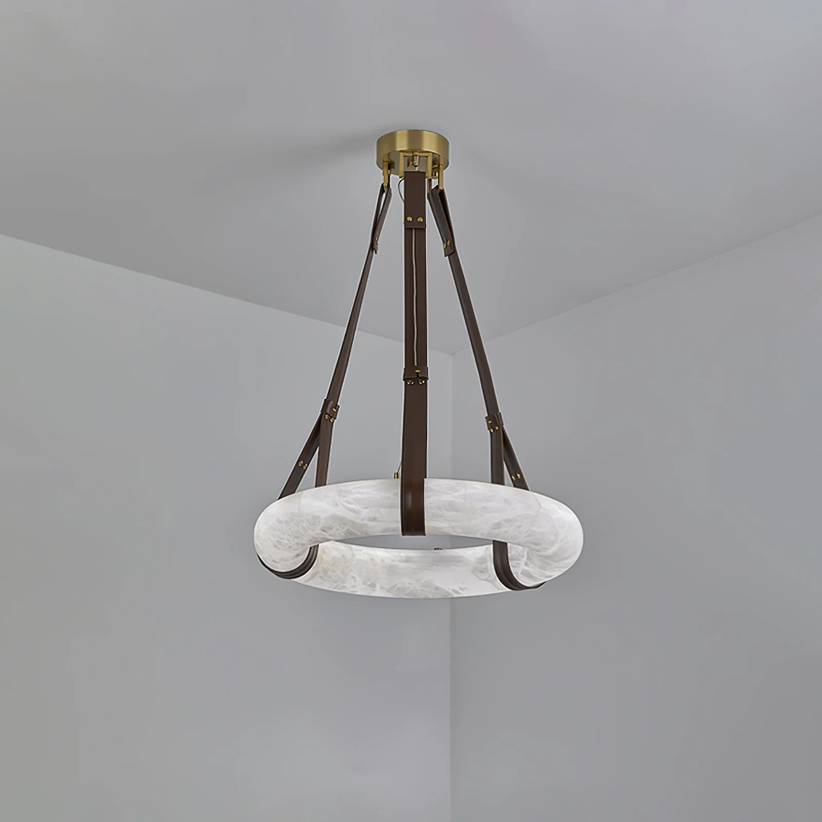 Luste Alabaster Chandeliers Ring Leather Strap Version A - Letslighting