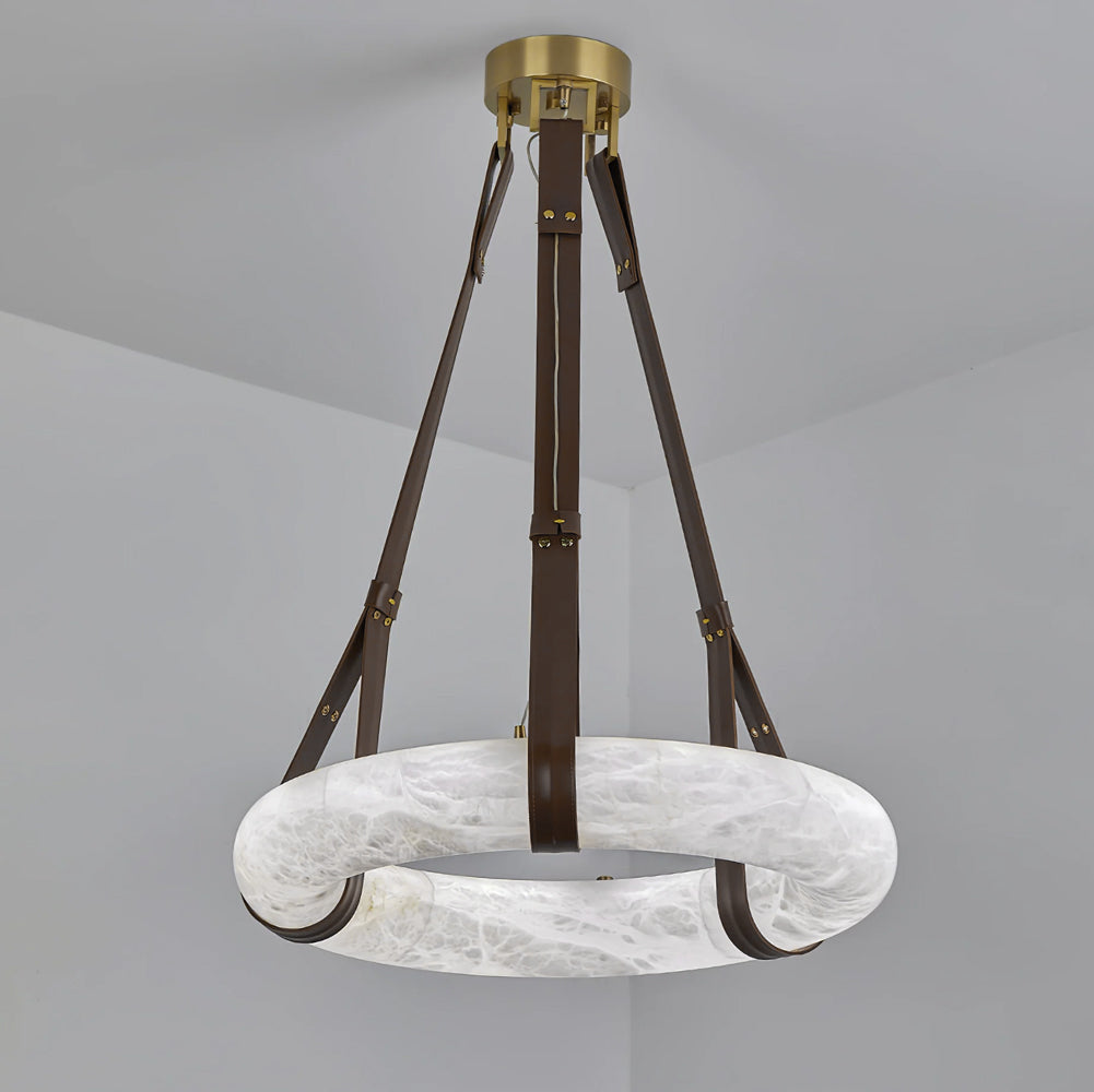 Luste Alabaster Chandeliers Ring Leather Strap Version A - Letslighting