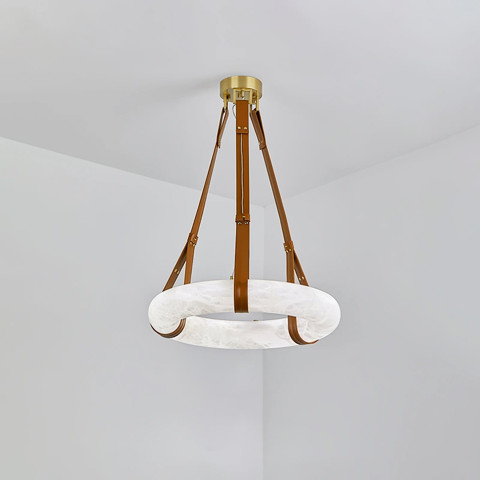 Luste Alabaster Chandeliers Ring Leather Strap Version A - Letslighting