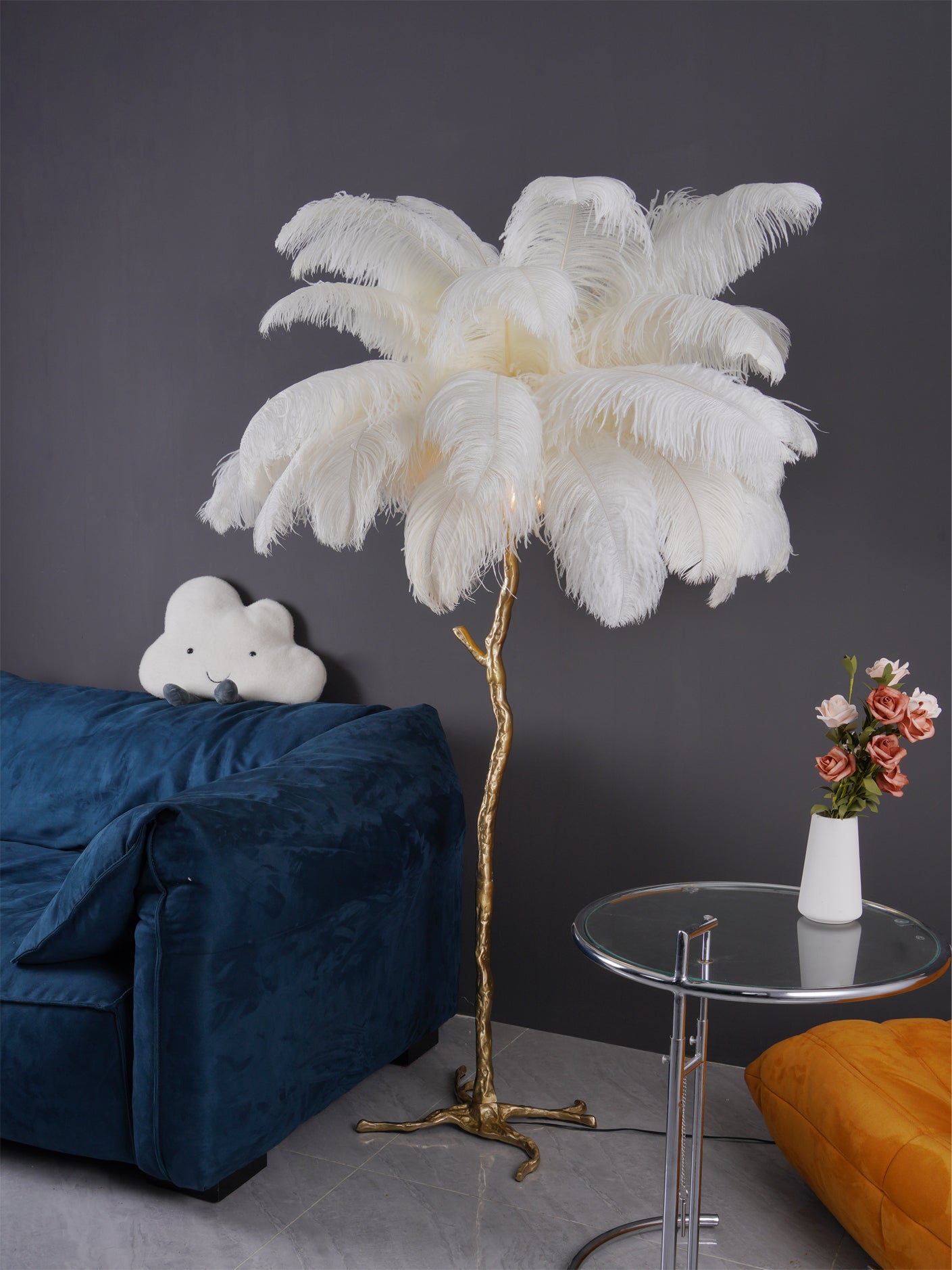 Selis Feather Brass Floor Lamp - Letslighting