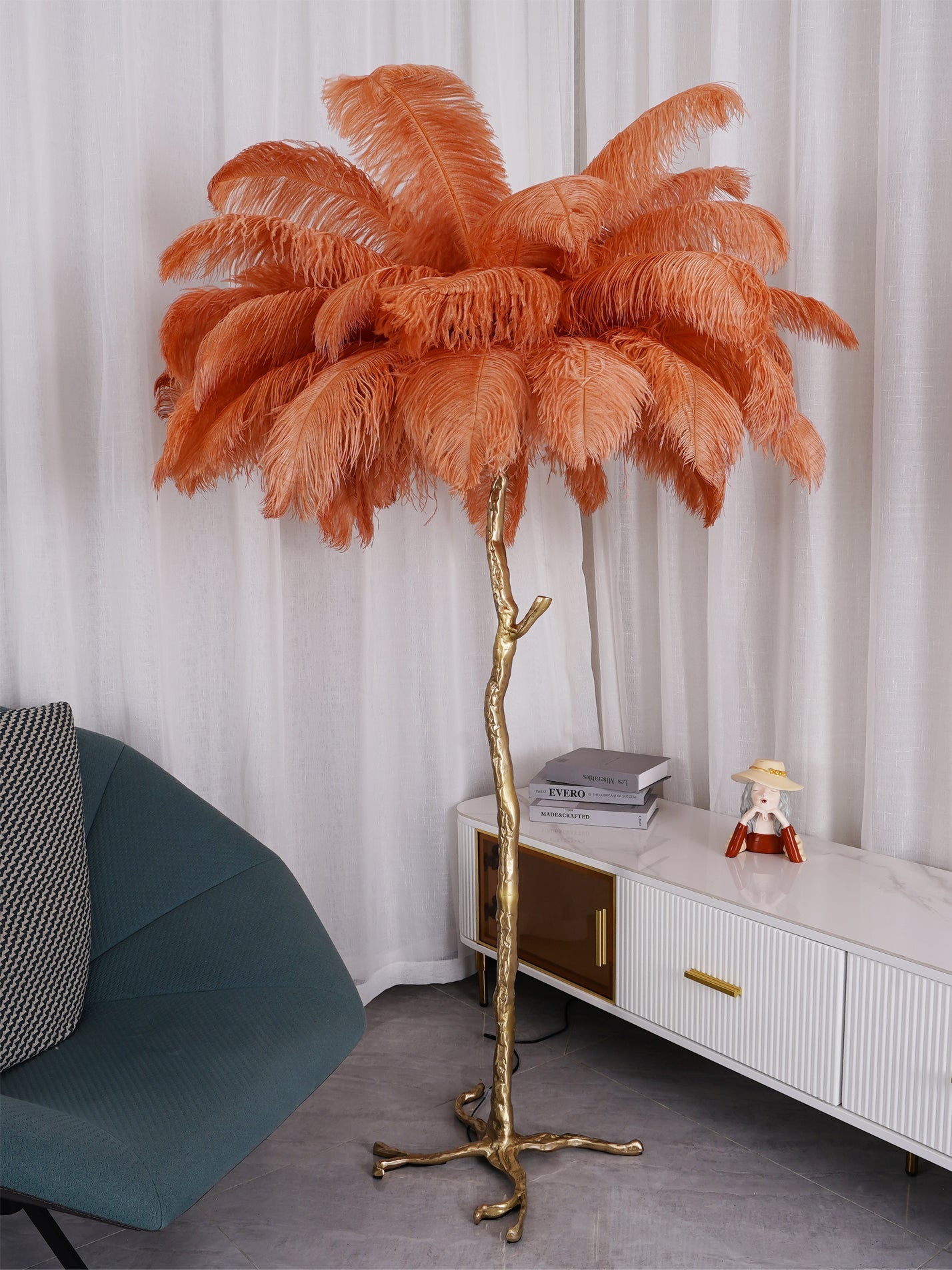 Selis Feather Brass Floor Lamp - Letslighting