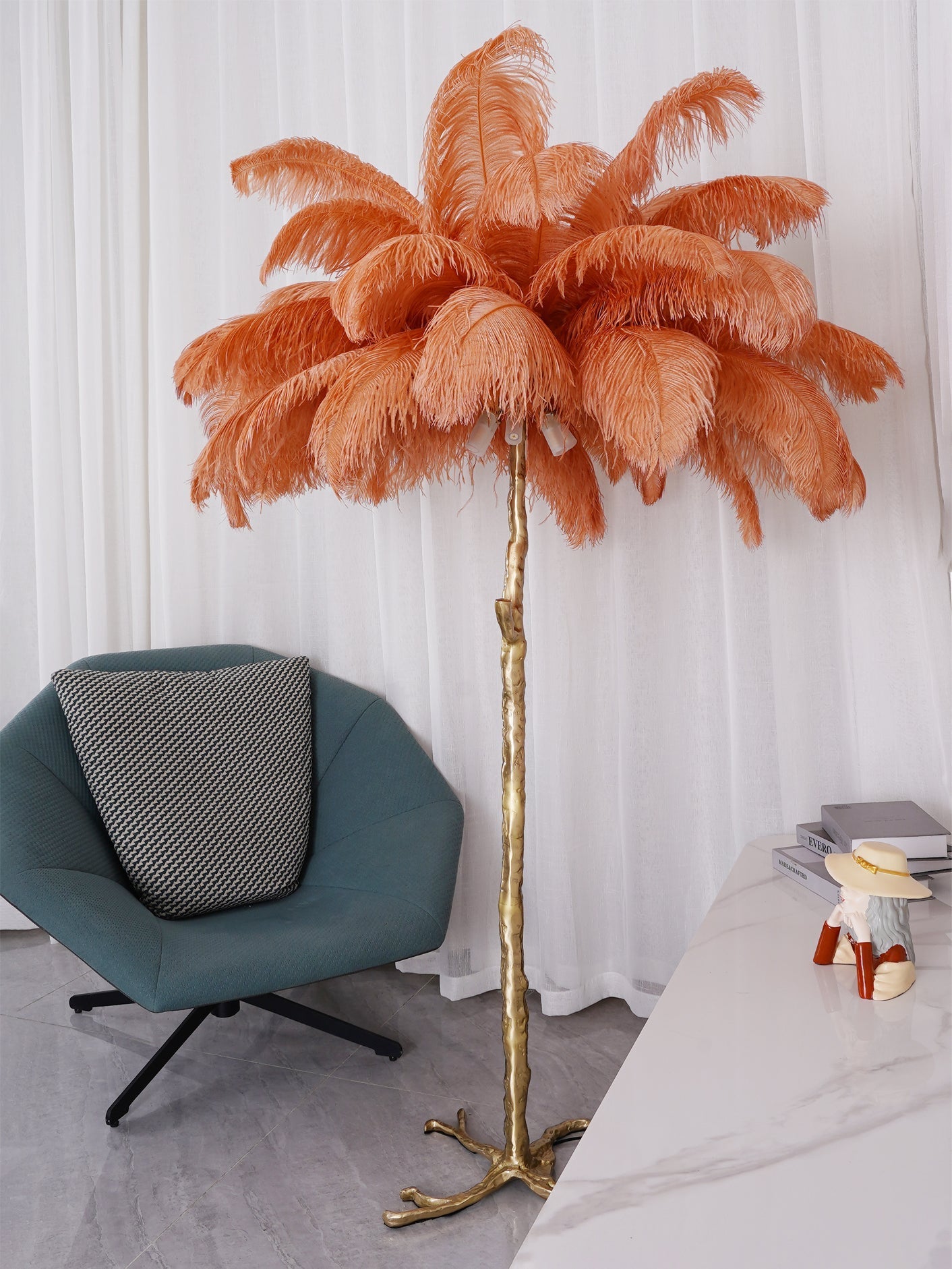 Selis Feather Brass Floor Lamp - Letslighting