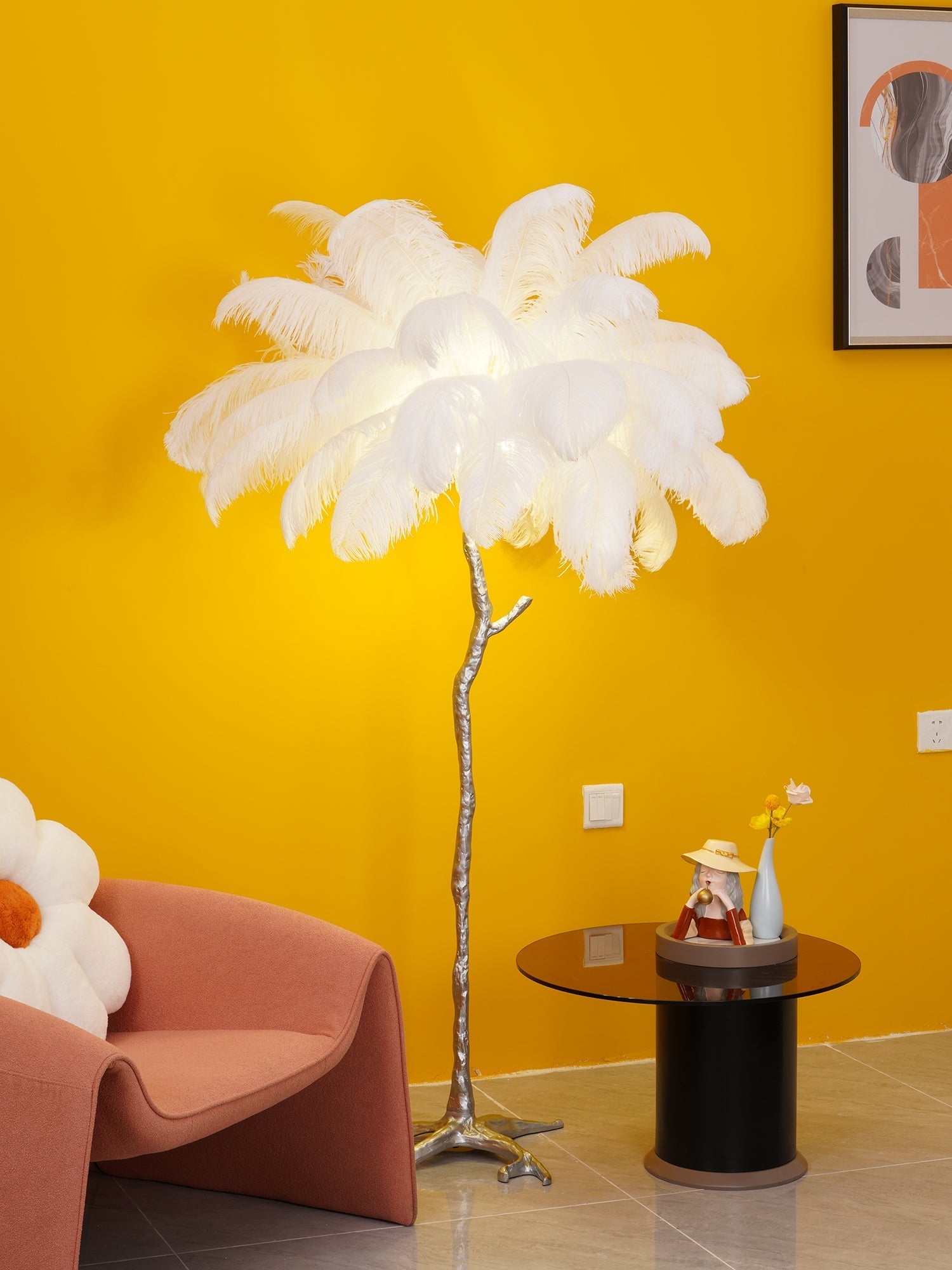 Selis Feather Brass Floor Lamp - Letslighting