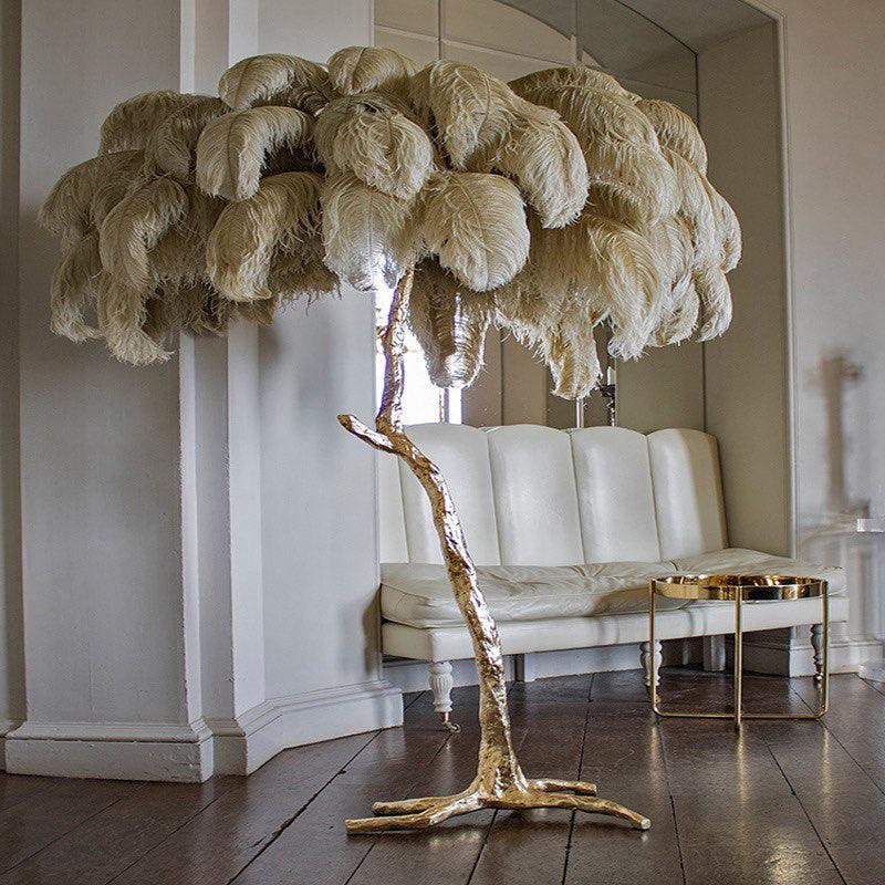 Selis Feather Brass Floor Lamp - Letslighting