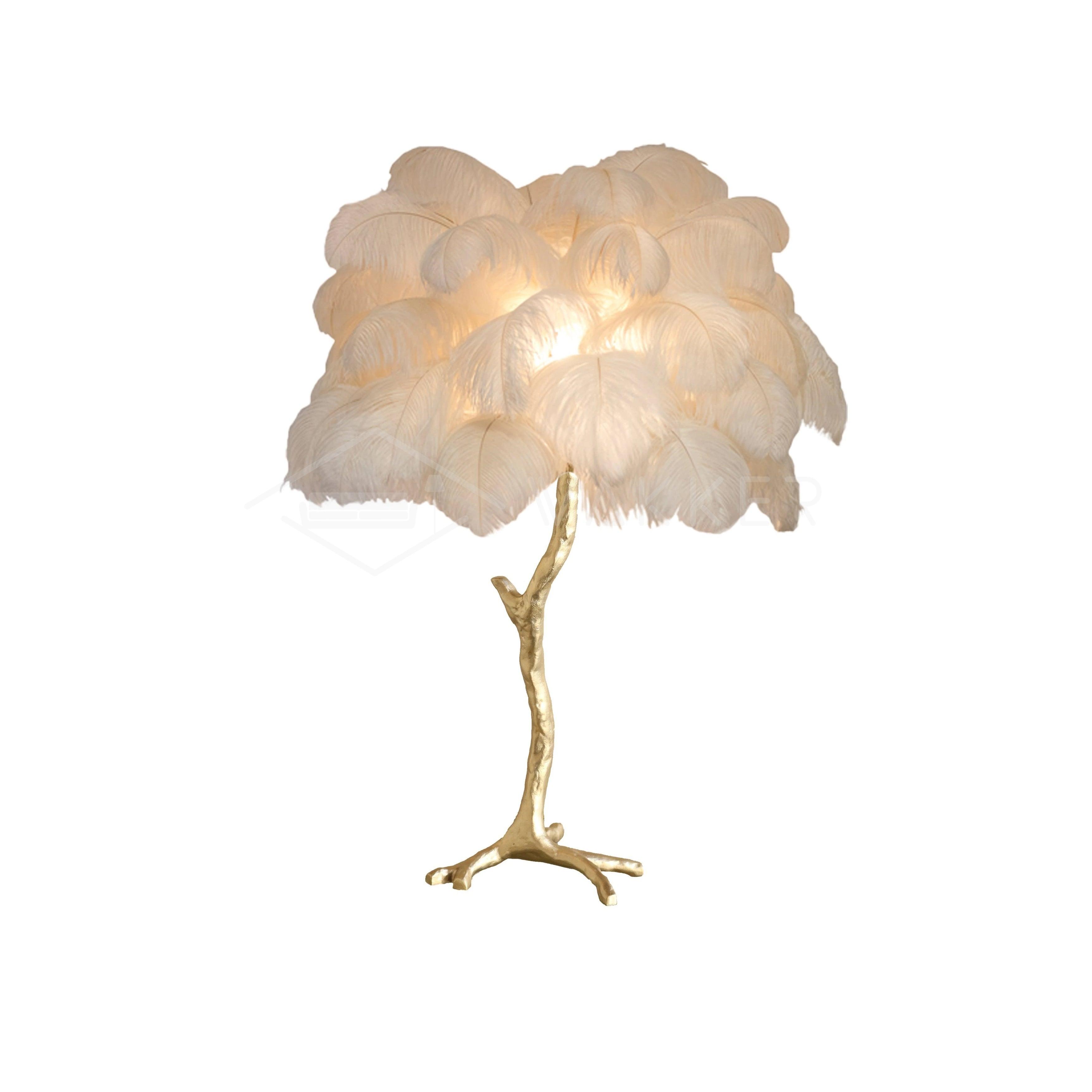 Zephyan Brass Feather Elegant Table Lamp - Letslighting