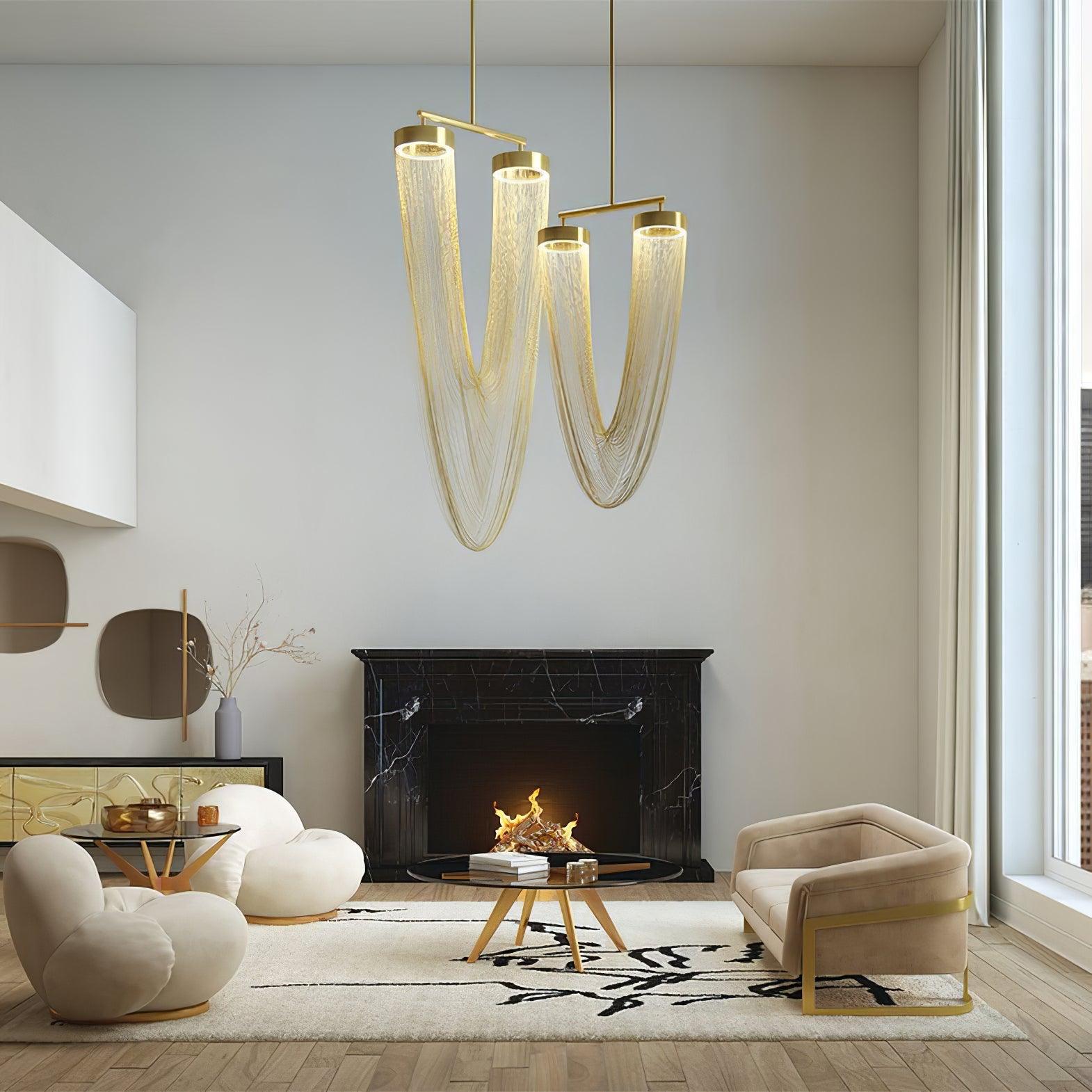 Lustra Pendant Light Copper Chain Sculptural Modern - Letslighting