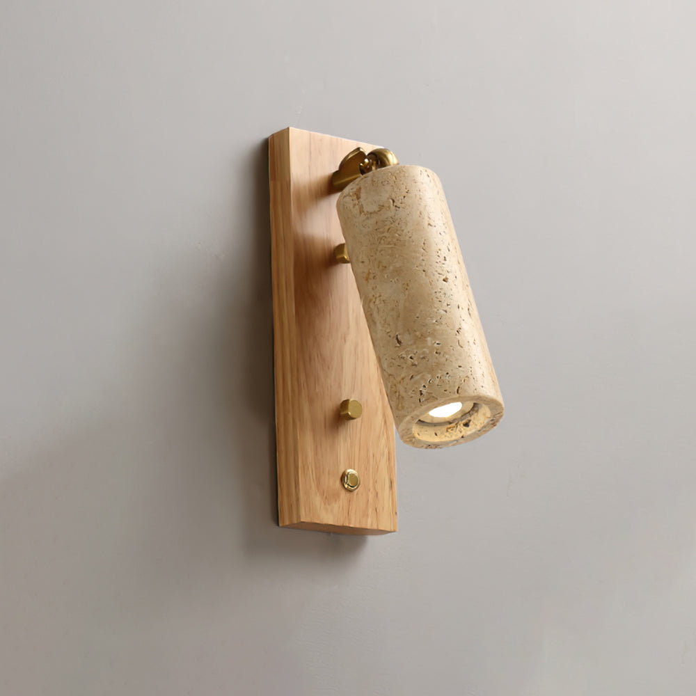 Neptune Wall Lamp Spotlight Yellow Travertine Wood - Letslighting