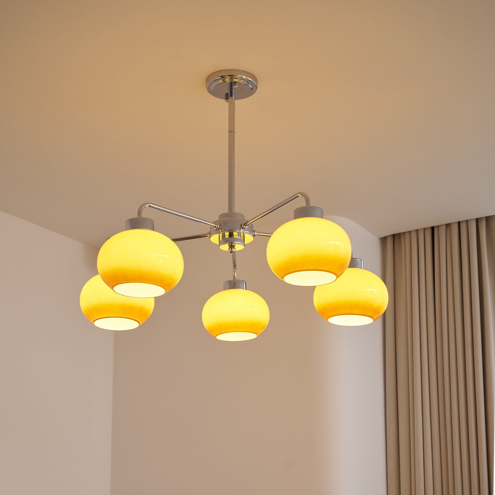 Lustra Chandelier Glass Chrome Geometric Retro - Letslighting