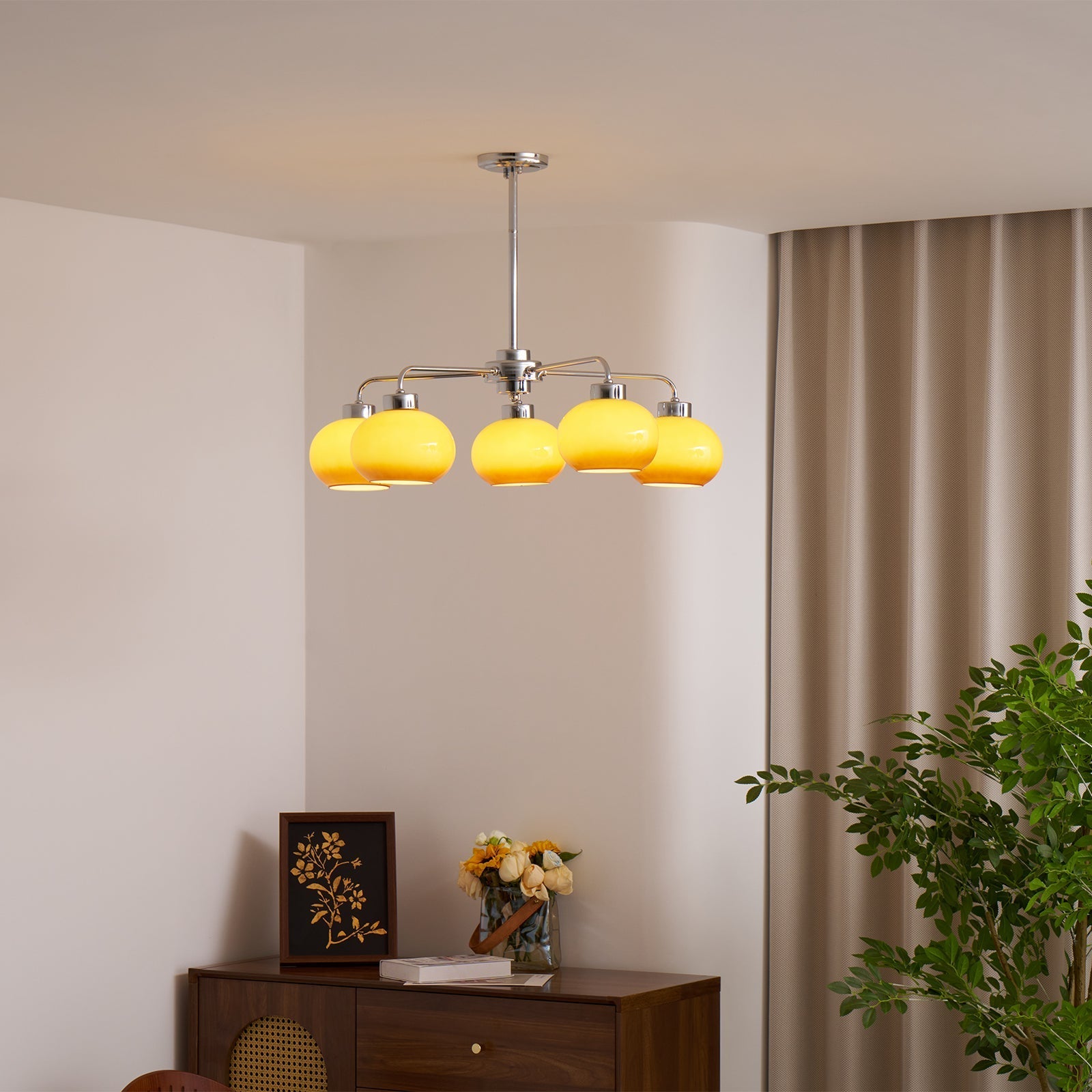 Lustra Chandelier Glass Chrome Geometric Retro - Letslighting