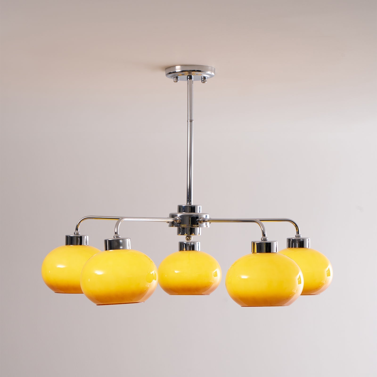 Lustra Chandelier Glass Chrome Geometric Retro - Letslighting