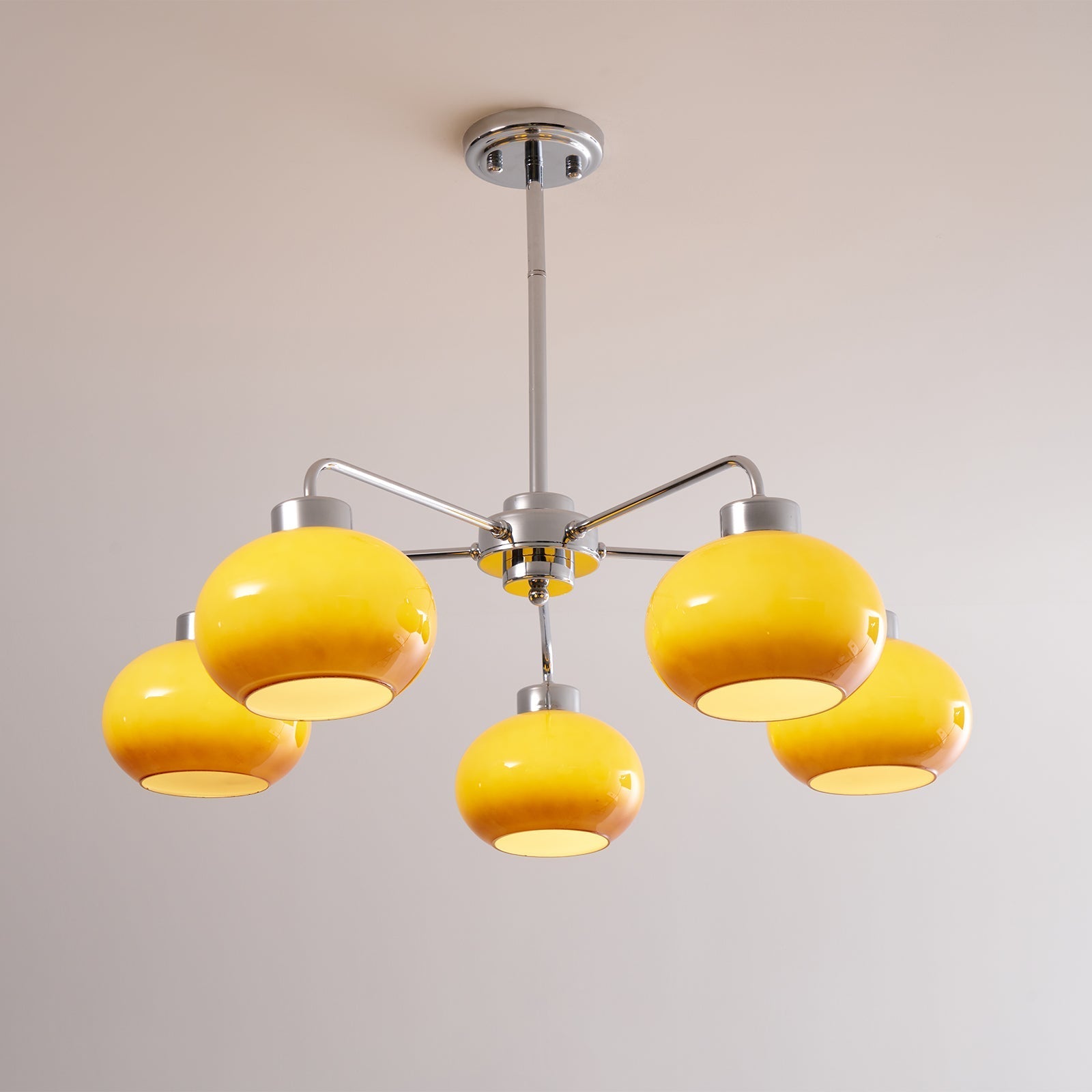 Lustra Chandelier Glass Chrome Geometric Retro - Letslighting