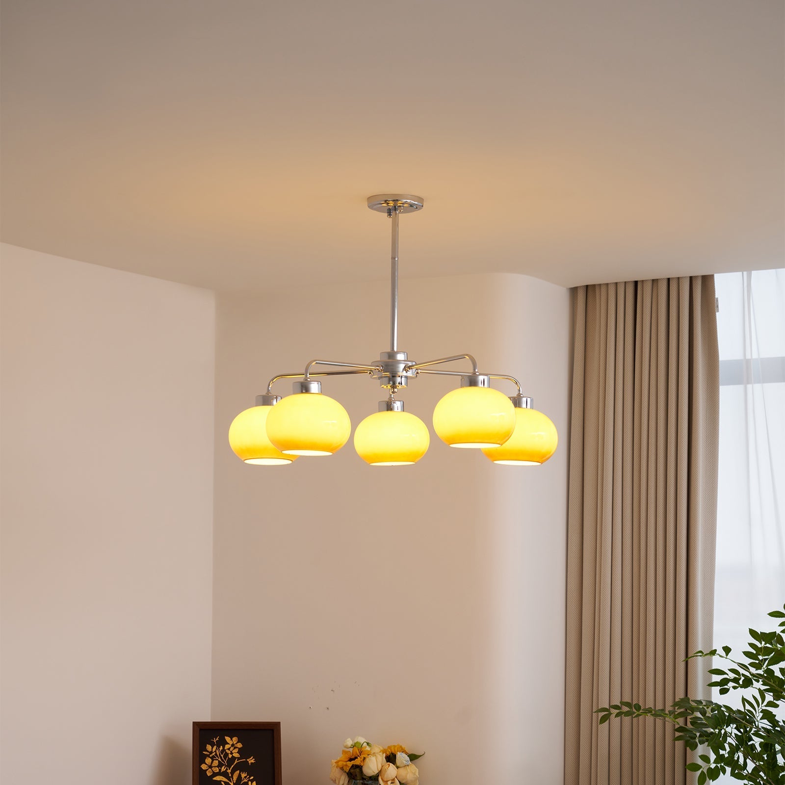 Lustra Chandelier Glass Chrome Geometric Retro - Letslighting