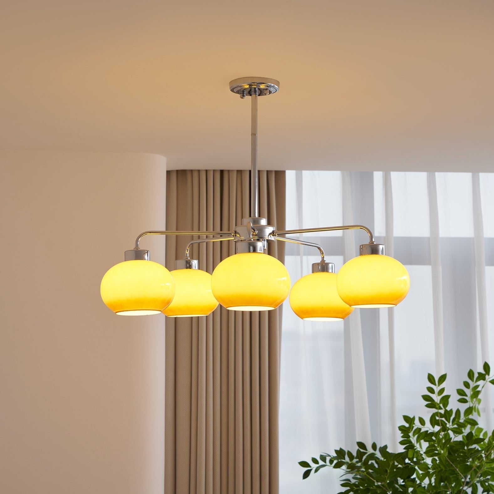 Lustra Chandelier Glass Chrome Geometric Retro - Letslighting