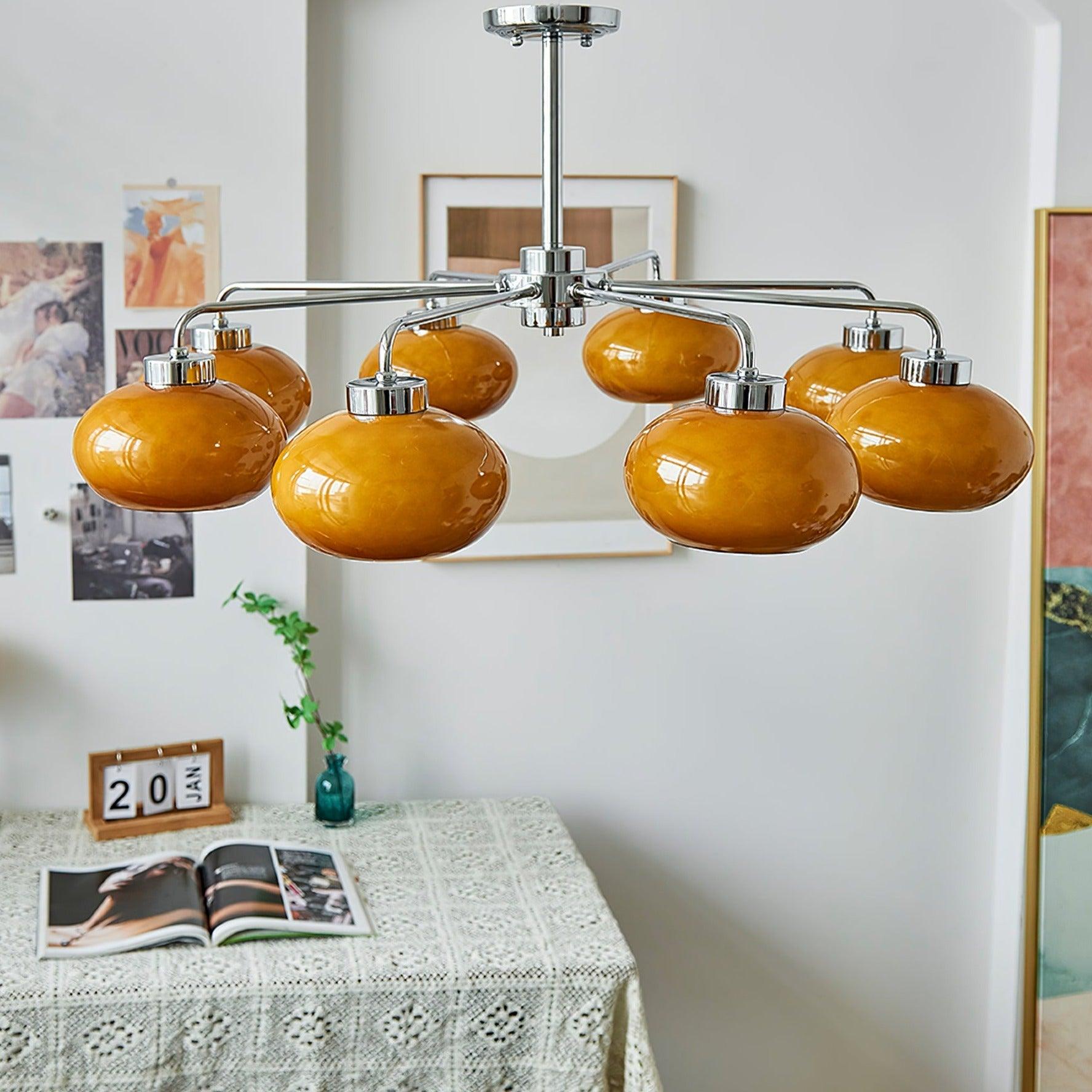 Lustra Chandelier Glass Chrome Geometric Retro - Letslighting