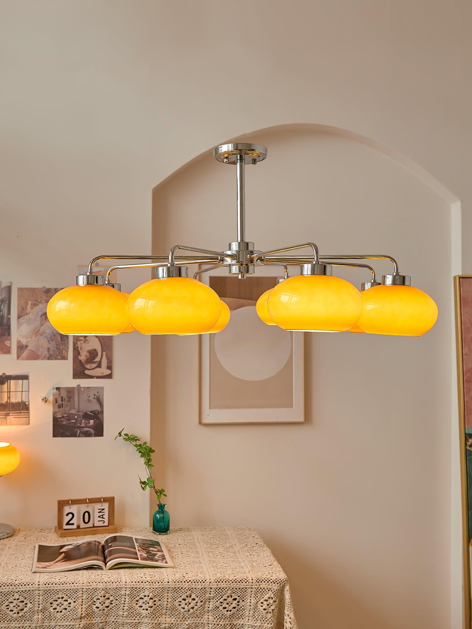 Lustra Chandelier Glass Chrome Geometric Retro - Letslighting