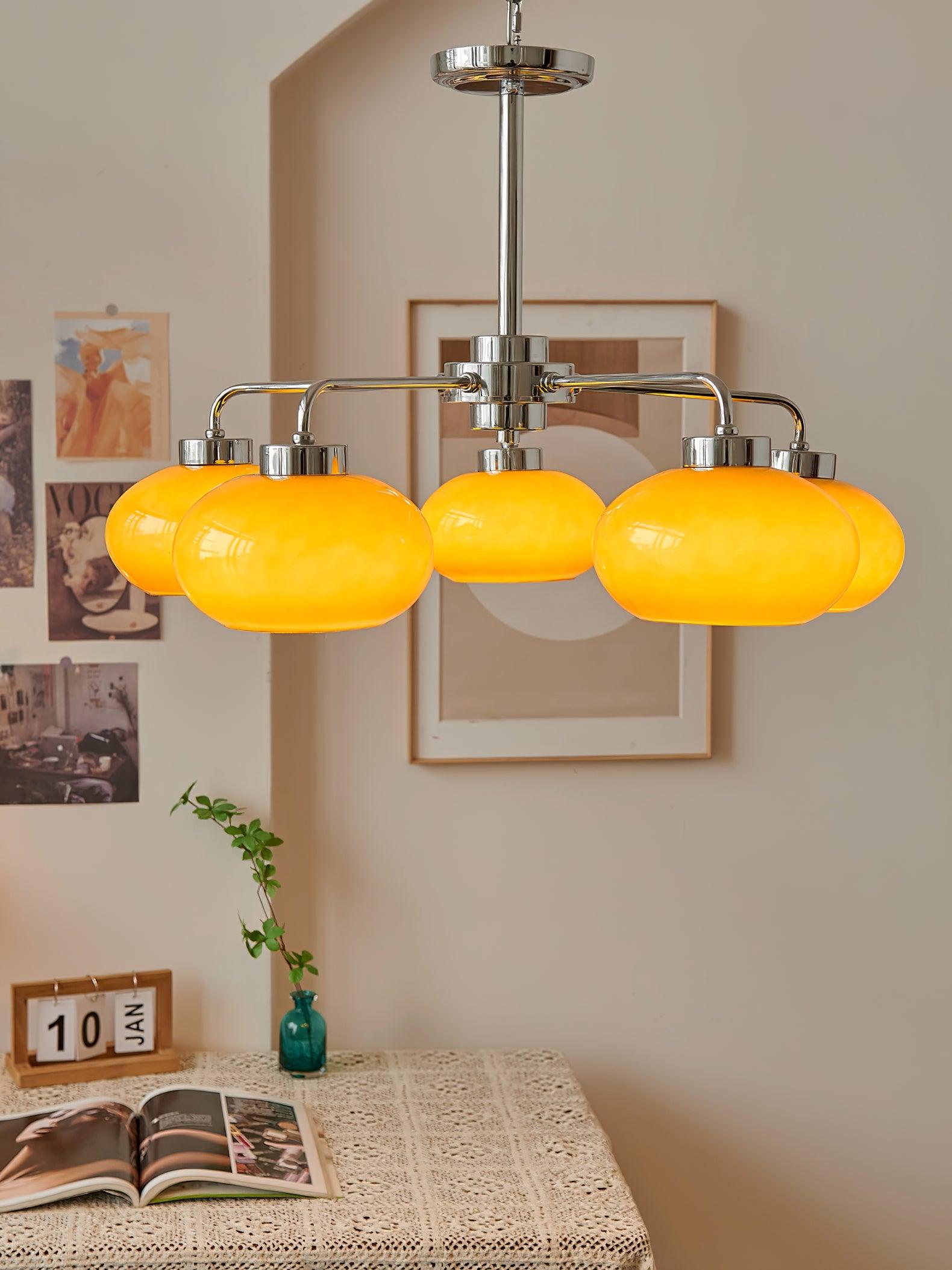 Lustra Chandelier Glass Chrome Geometric Retro - Letslighting