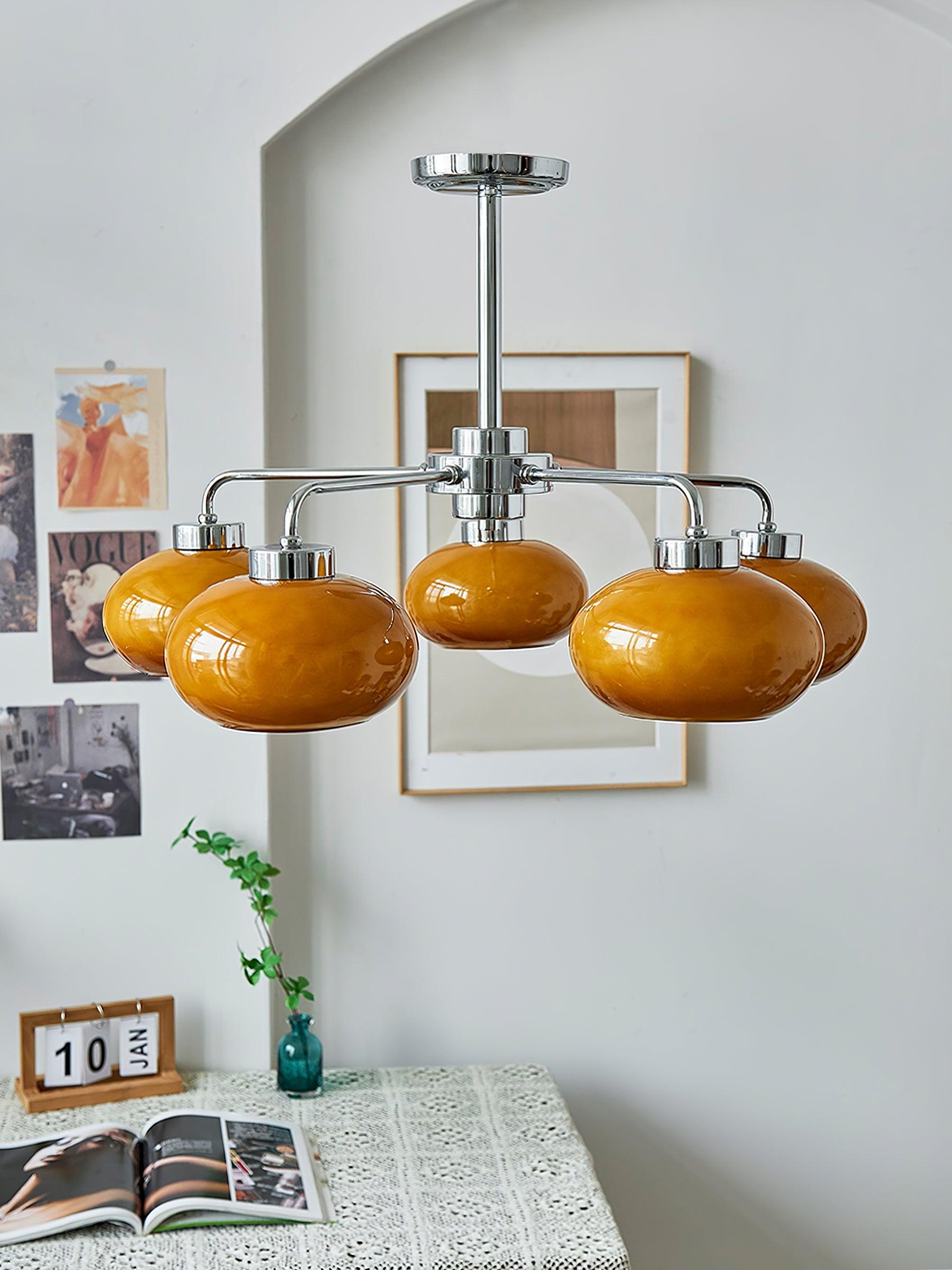 Lustra Chandelier Glass Chrome Geometric Retro - Letslighting
