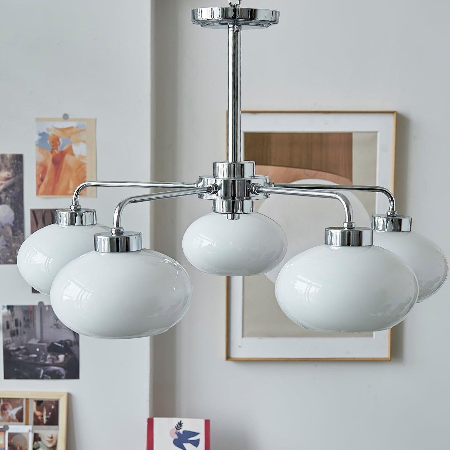 Lustra Chandelier Glass Chrome Geometric Retro - Letslighting