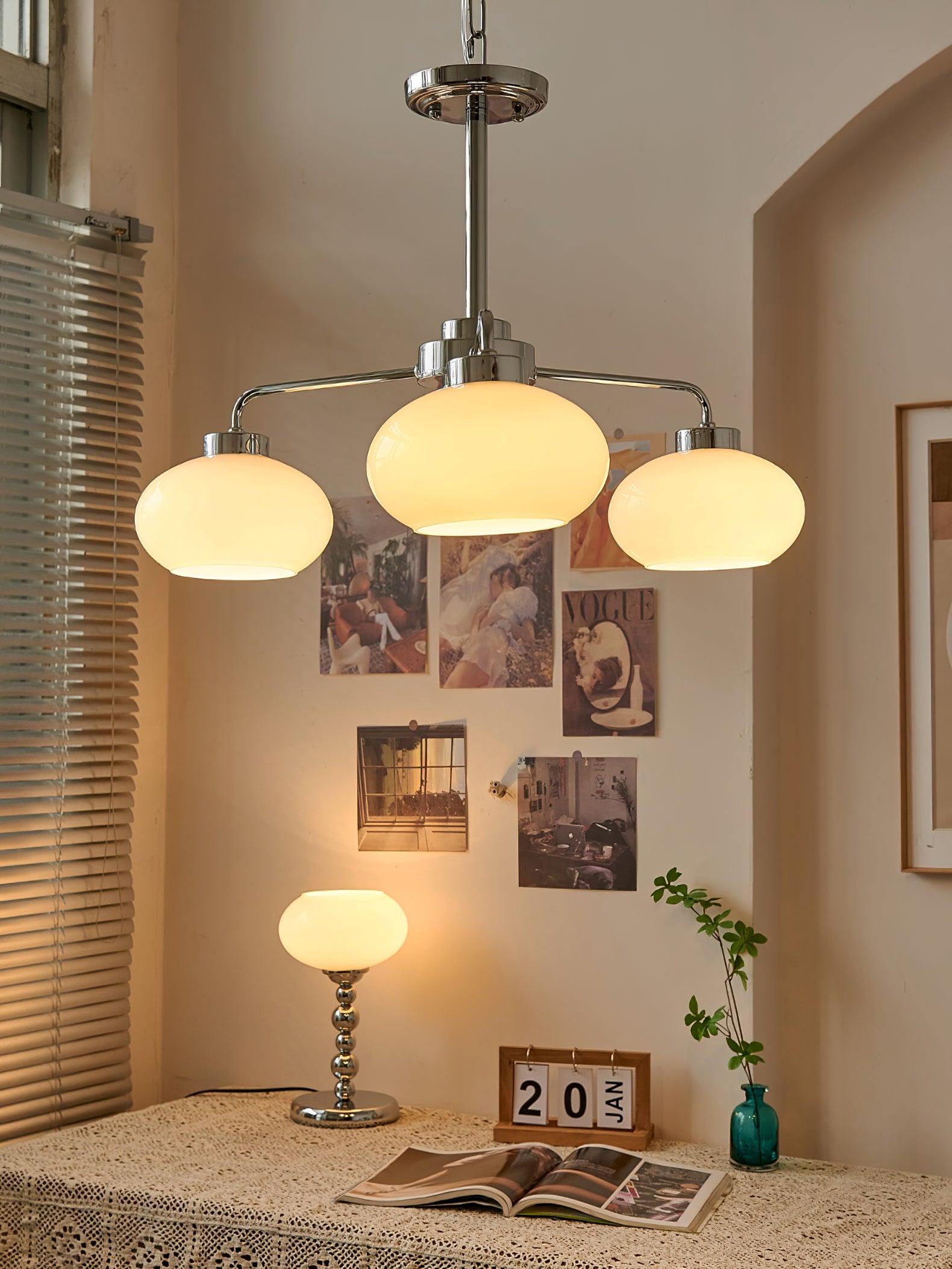 Lustra Chandelier Glass Chrome Geometric Retro - Letslighting