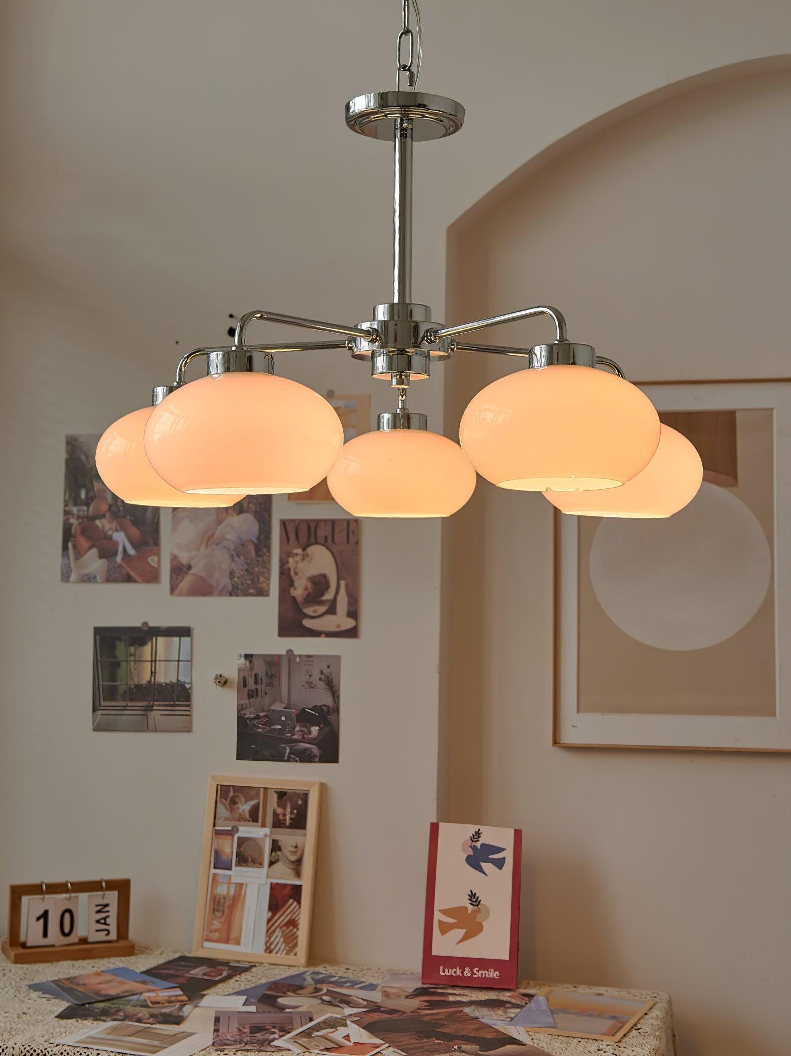 Lustra Chandelier Glass Chrome Geometric Retro - Letslighting