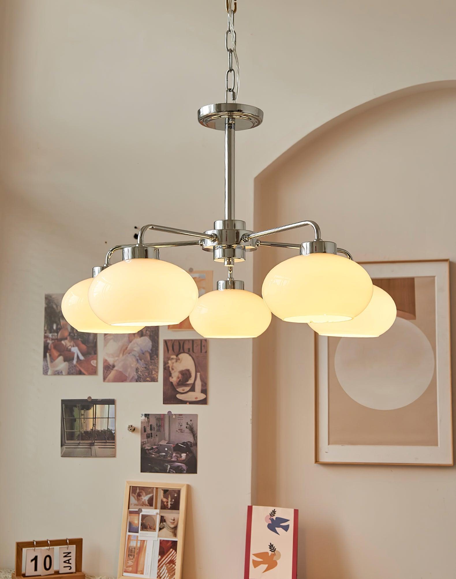 Lustra Chandelier Glass Chrome Geometric Retro - Letslighting
