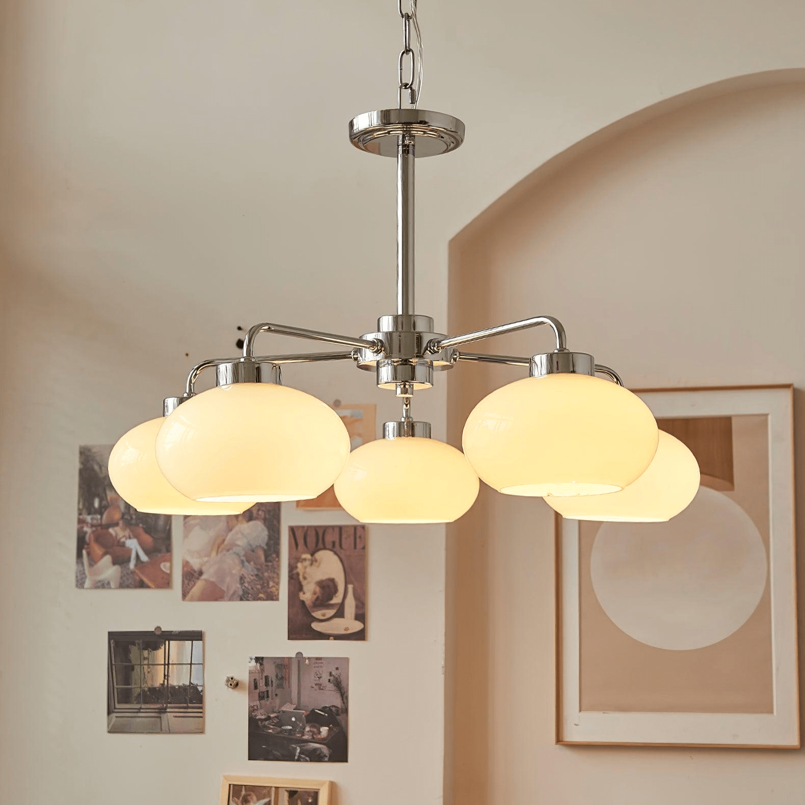 Lustra Chandelier Glass Chrome Geometric Retro - Letslighting