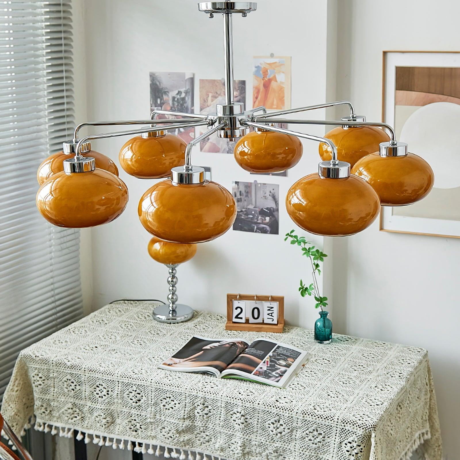 Lustra Chandelier Glass Chrome Geometric Retro - Letslighting