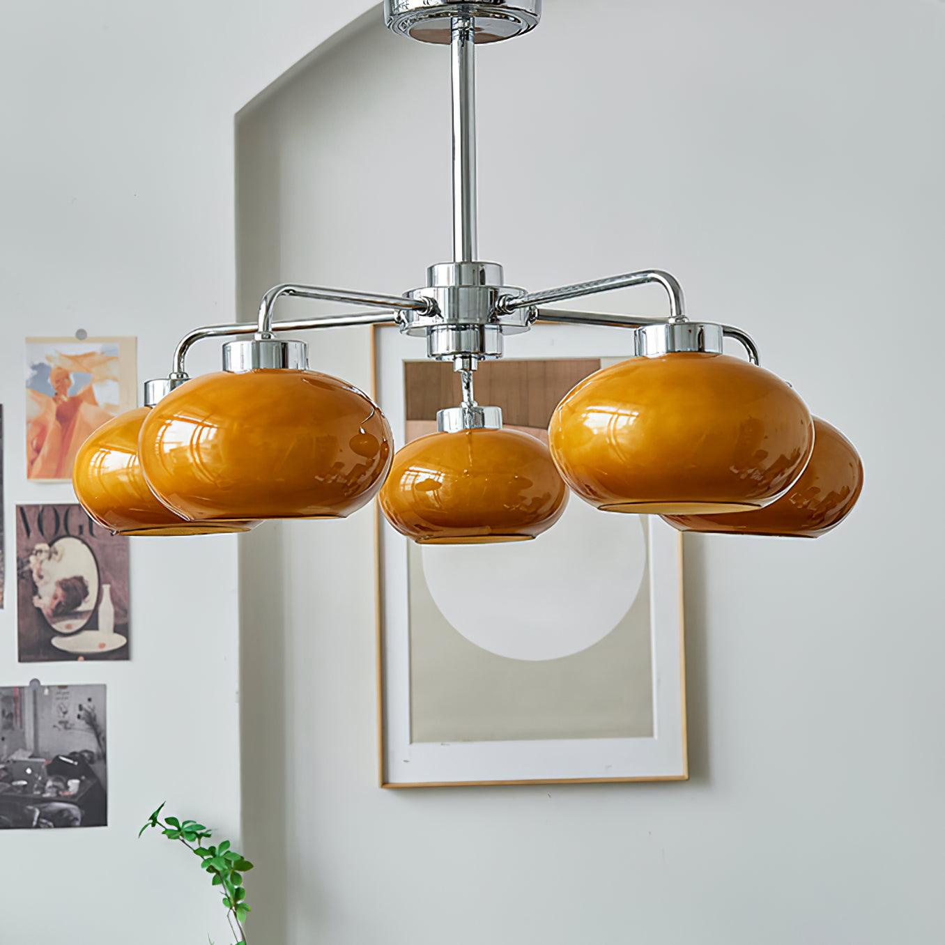 Lustra Chandelier Glass Chrome Geometric Retro - Letslighting