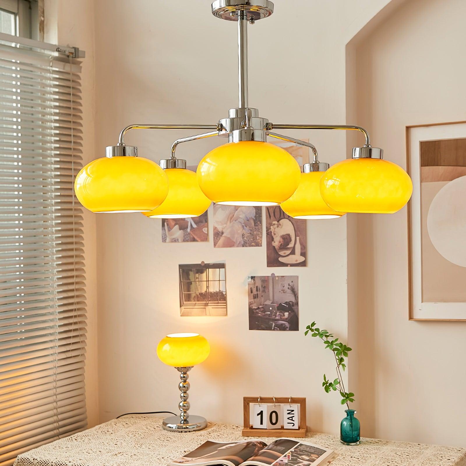 Lustra Chandelier Glass Chrome Geometric Retro - Letslighting