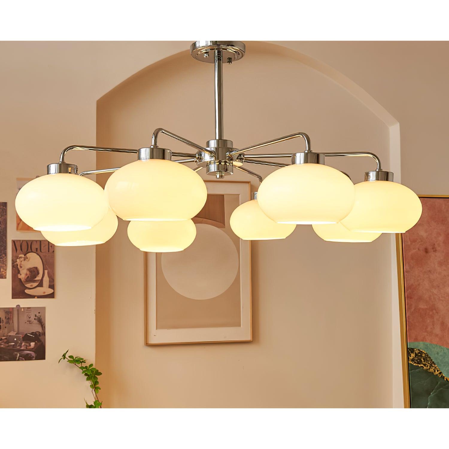 Lustra Chandelier Glass Chrome Geometric Retro - Letslighting