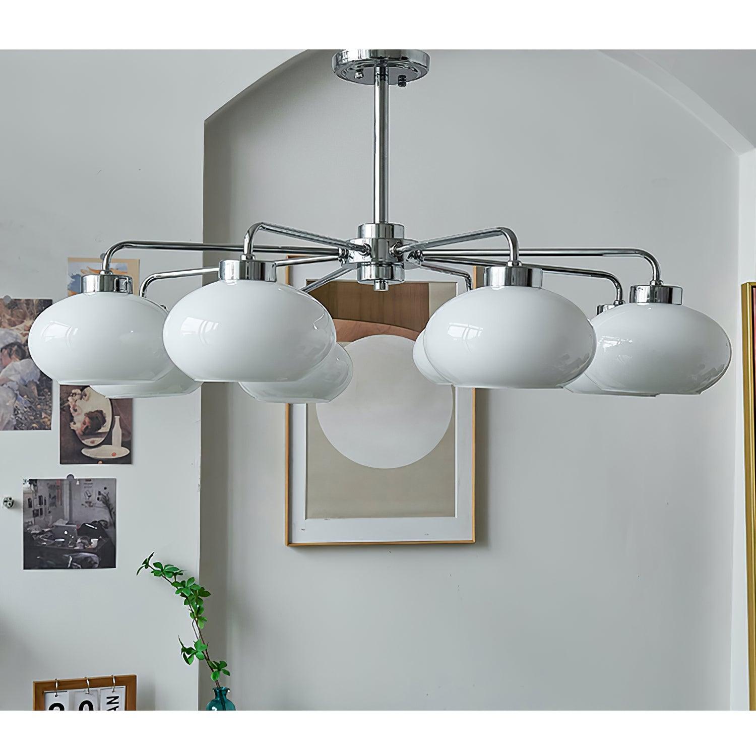 Lustra Chandelier Glass Chrome Geometric Retro - Letslighting