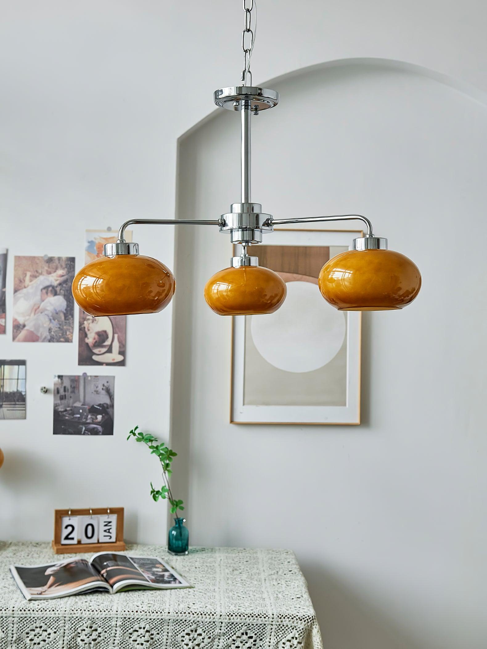Lustra Chandelier Glass Chrome Geometric Retro - Letslighting