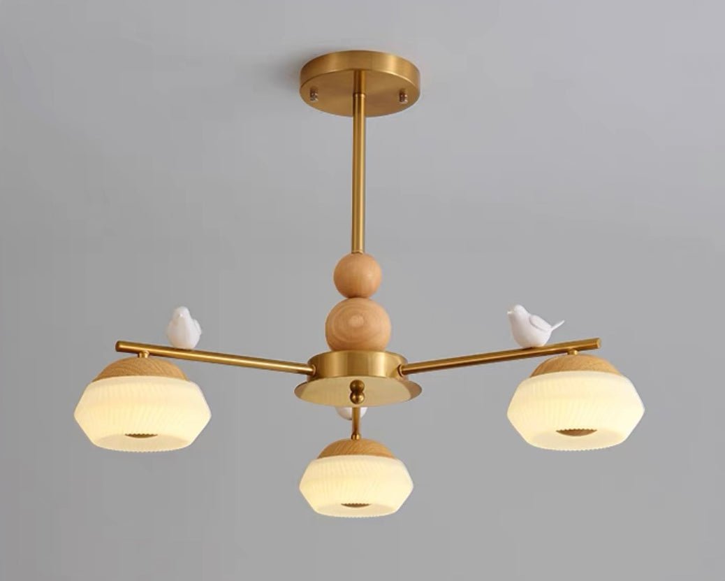 Lustra Chandelier Brass Bird Ozawa Elegant - Letslighting