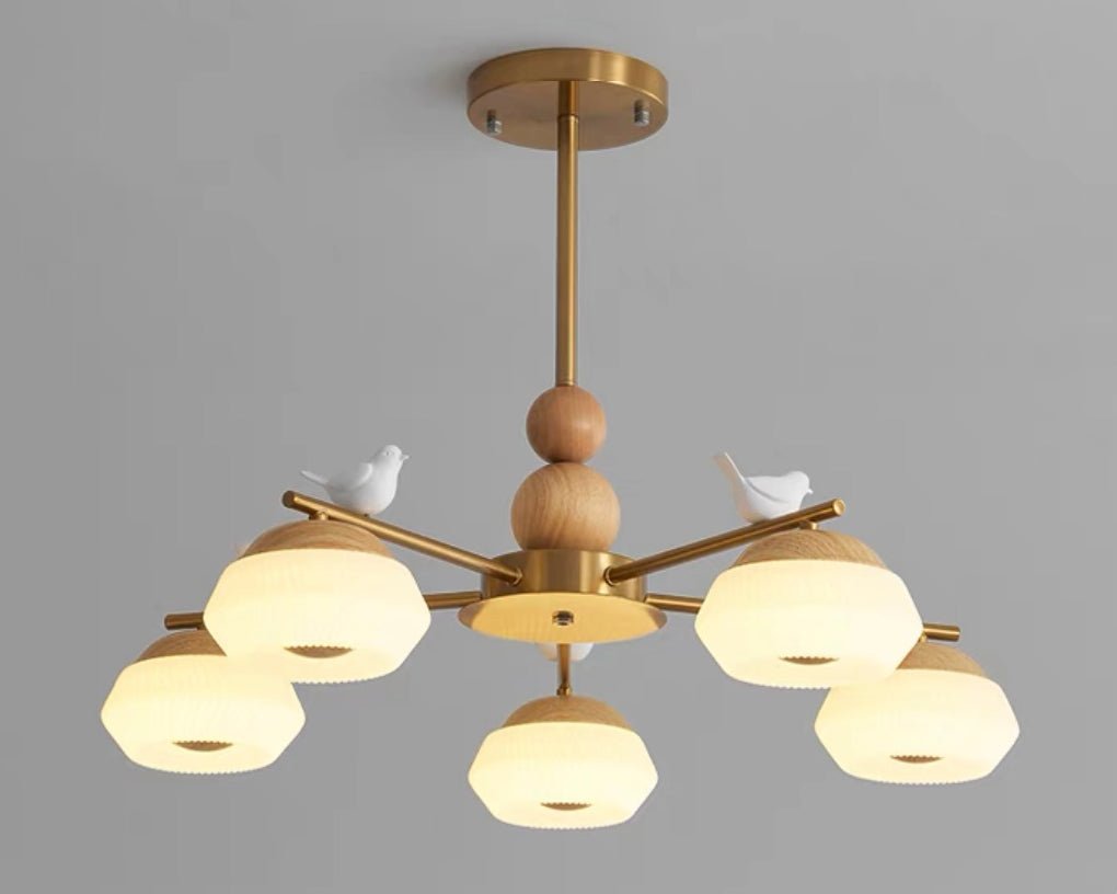 Lustra Chandelier Brass Bird Ozawa Elegant - Letslighting