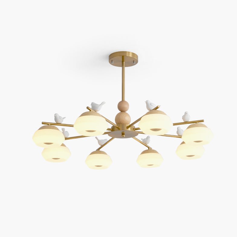 Lustra Chandelier Brass Bird Ozawa Elegant - Letslighting