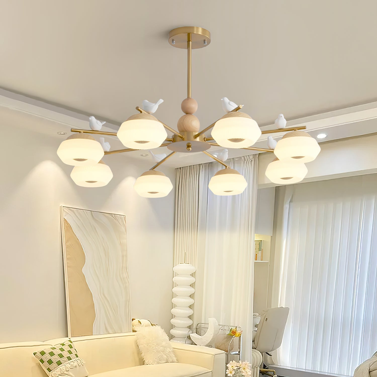 Lustra Chandelier Brass Bird Ozawa Elegant - Letslighting