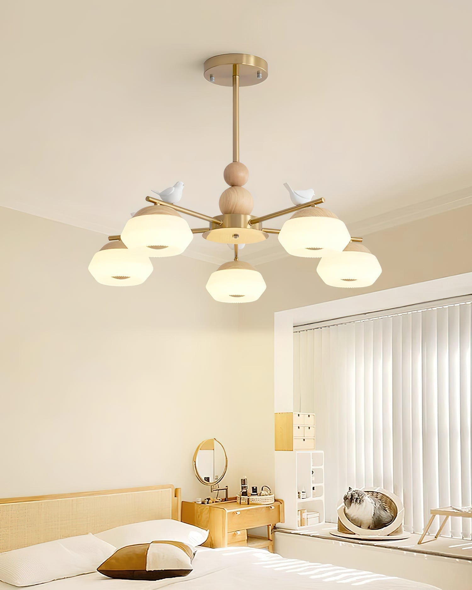 Lustra Chandelier Brass Bird Ozawa Elegant - Letslighting