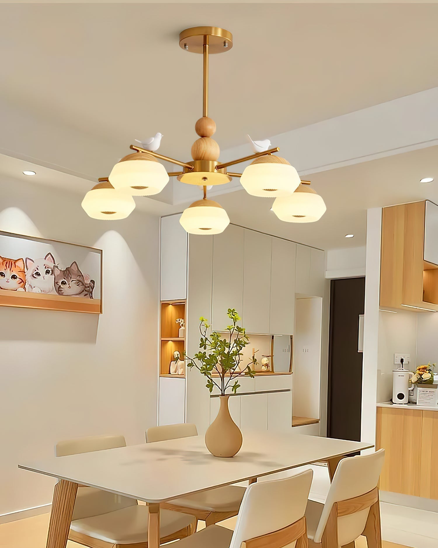Lustra Chandelier Brass Bird Ozawa Elegant - Letslighting