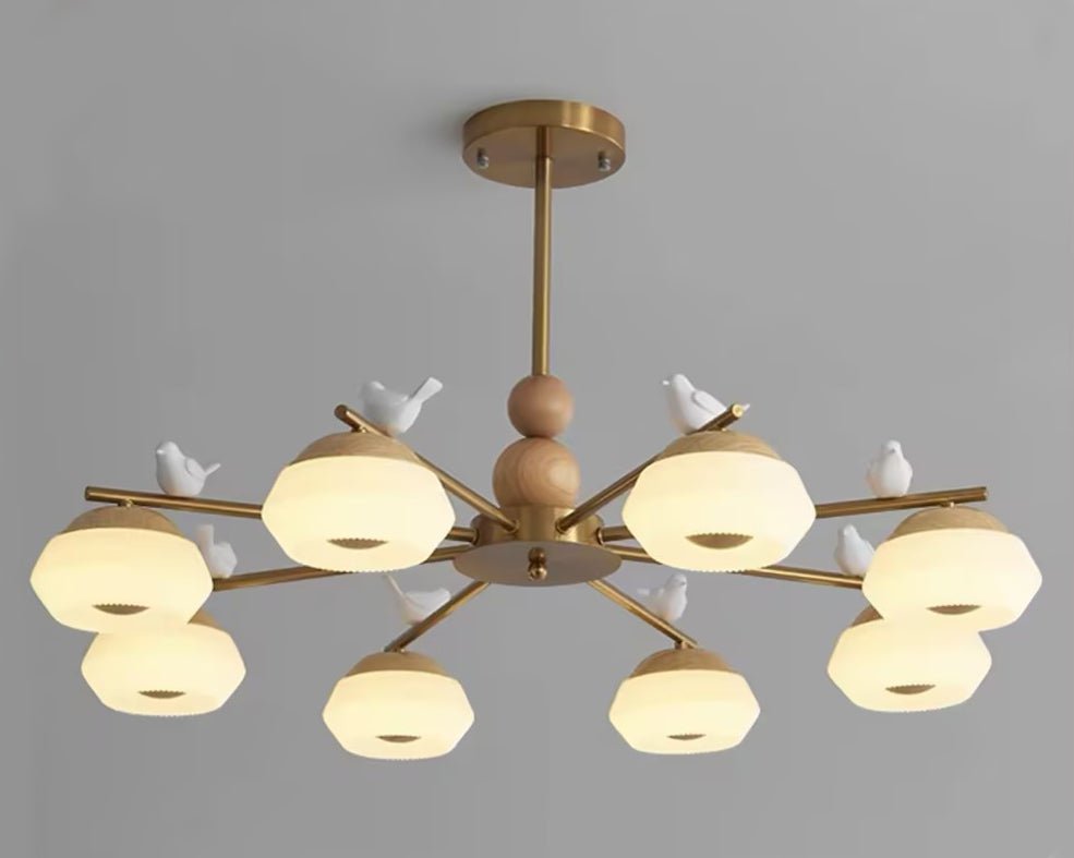 Lustra Chandelier Brass Bird Ozawa Elegant - Letslighting