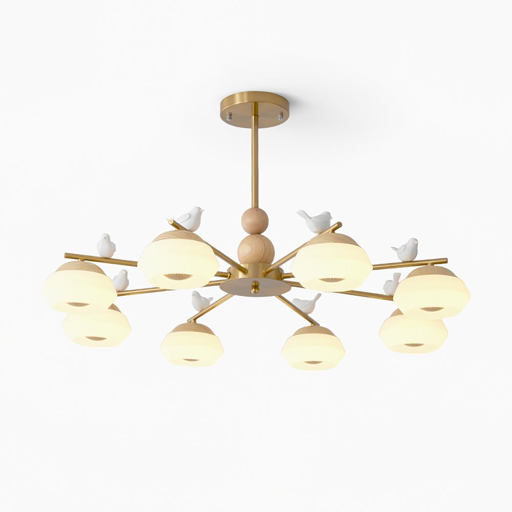 Lustra Chandelier Brass Bird Ozawa Elegant - Letslighting
